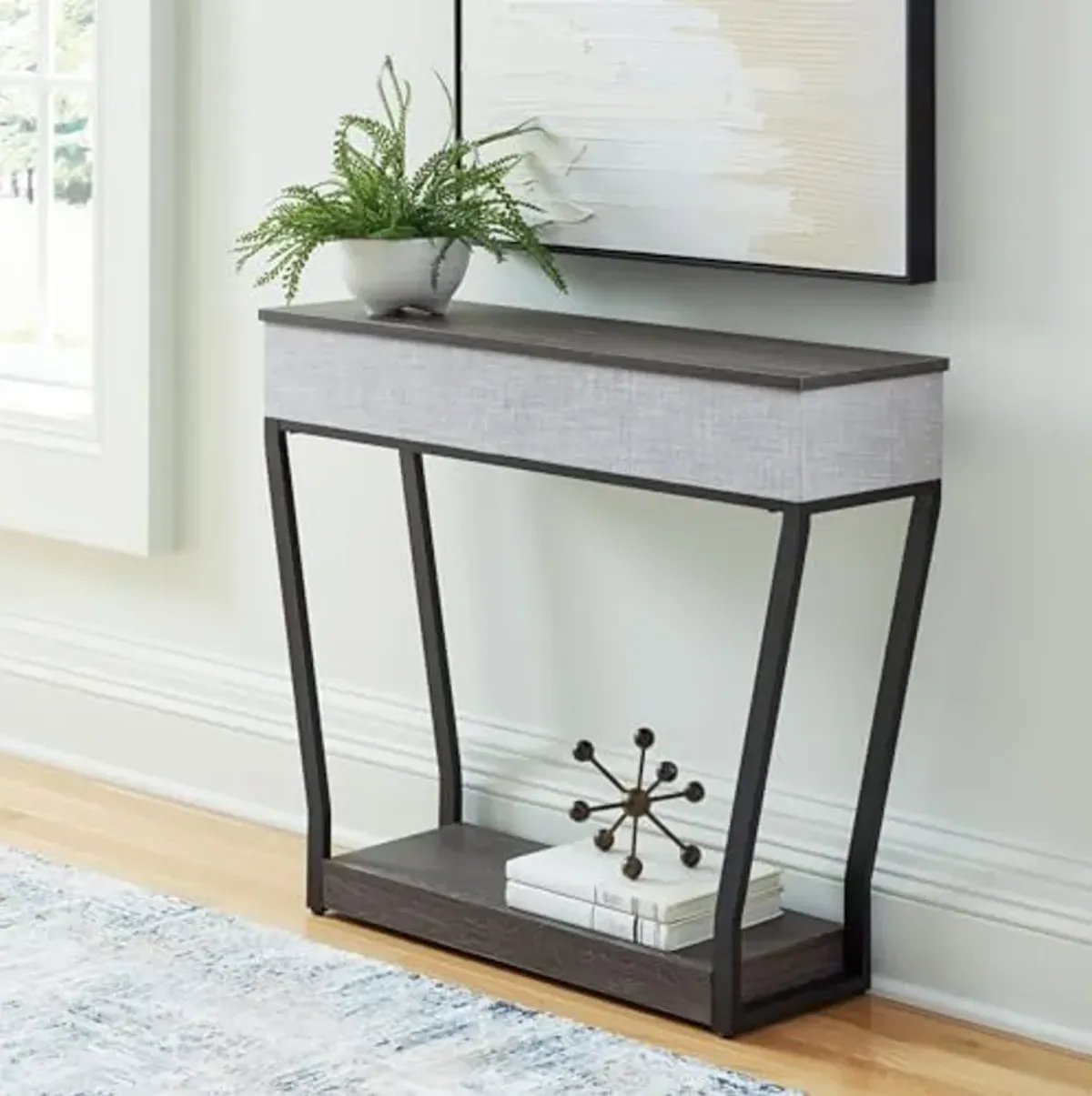 Signature Design by Ashley Sethlen Console Sofa Table, 36" W x 10" D x 30" H, Gray & Black