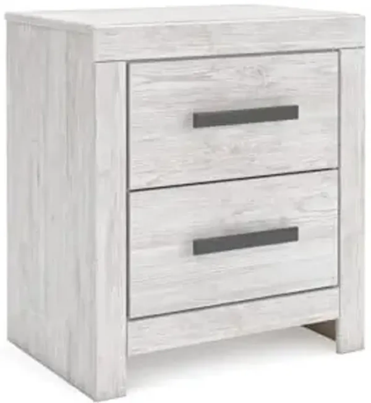 Signature Design by Ashley Cayboni Casual Nightstand with Framed Front and Pilasters, 2 Storage Drawers, Large Black Handles, Wood, 24.37" High, White
