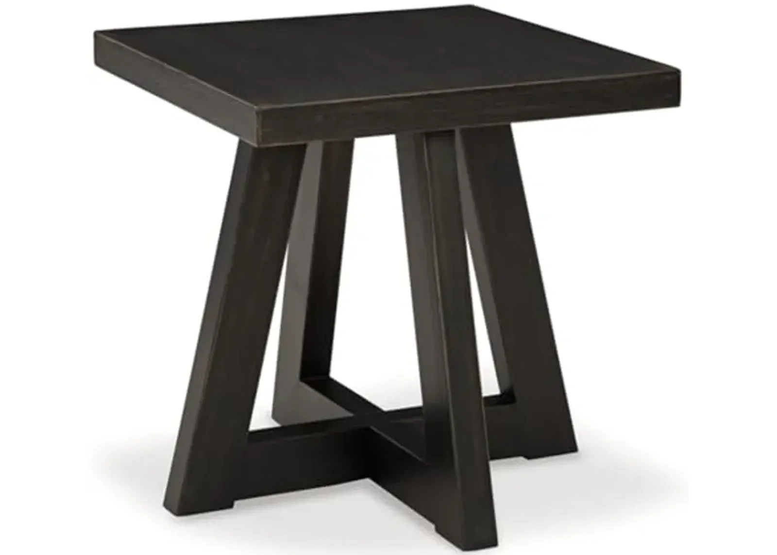 Signature Design by Ashley Galliden Rustic End Table with Angled Legs and Rubbed-Through Effects, Black