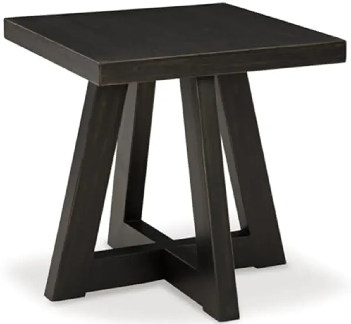 Signature Design by Ashley Galliden Rustic End Table with Angled Legs and Rubbed-Through Effects, Black