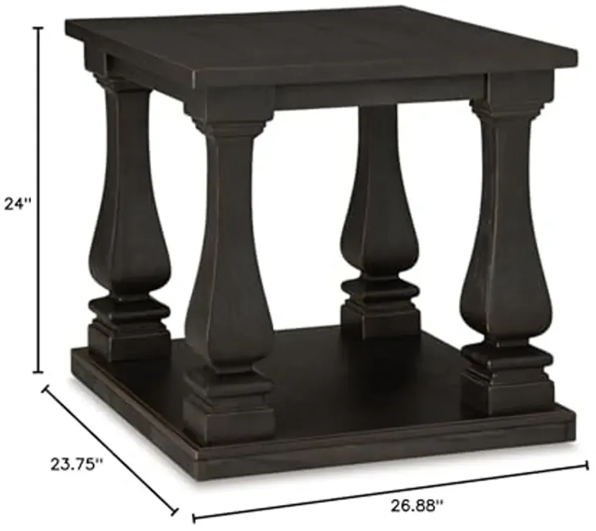 Signature Design by Ashley Wellturn Retro End Table with Lower Shelf, Black