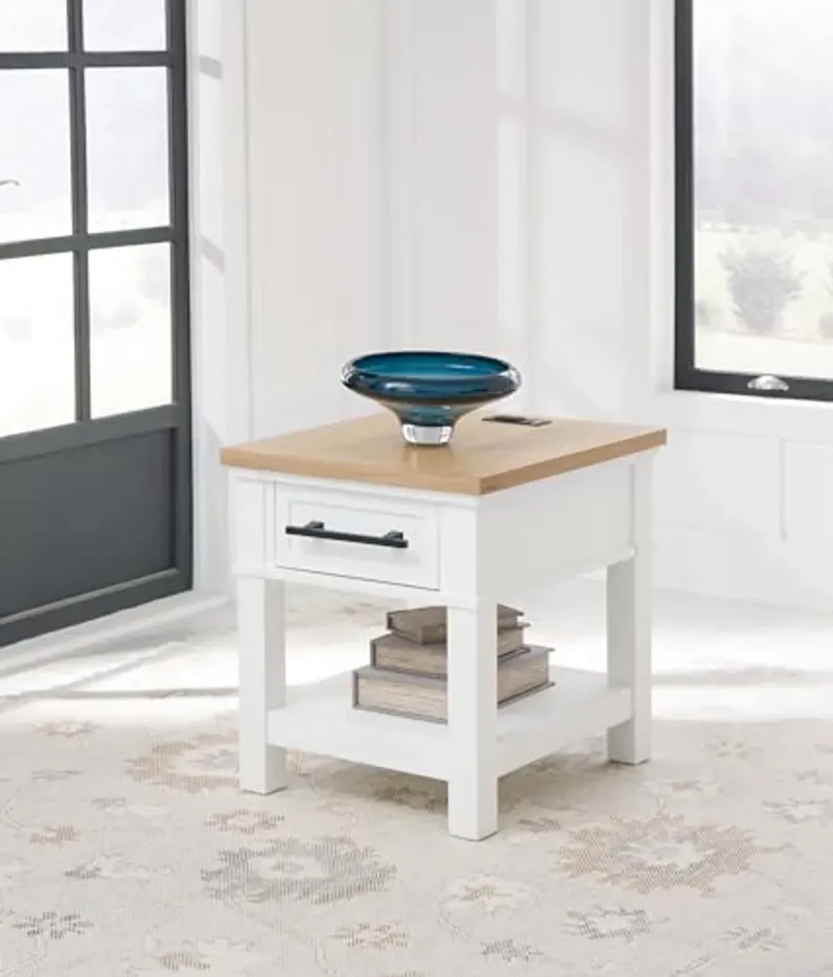 Signature Design by Ashley Ashbryn End Table, 22" W x 25" D x 24" H, White & Light Brown