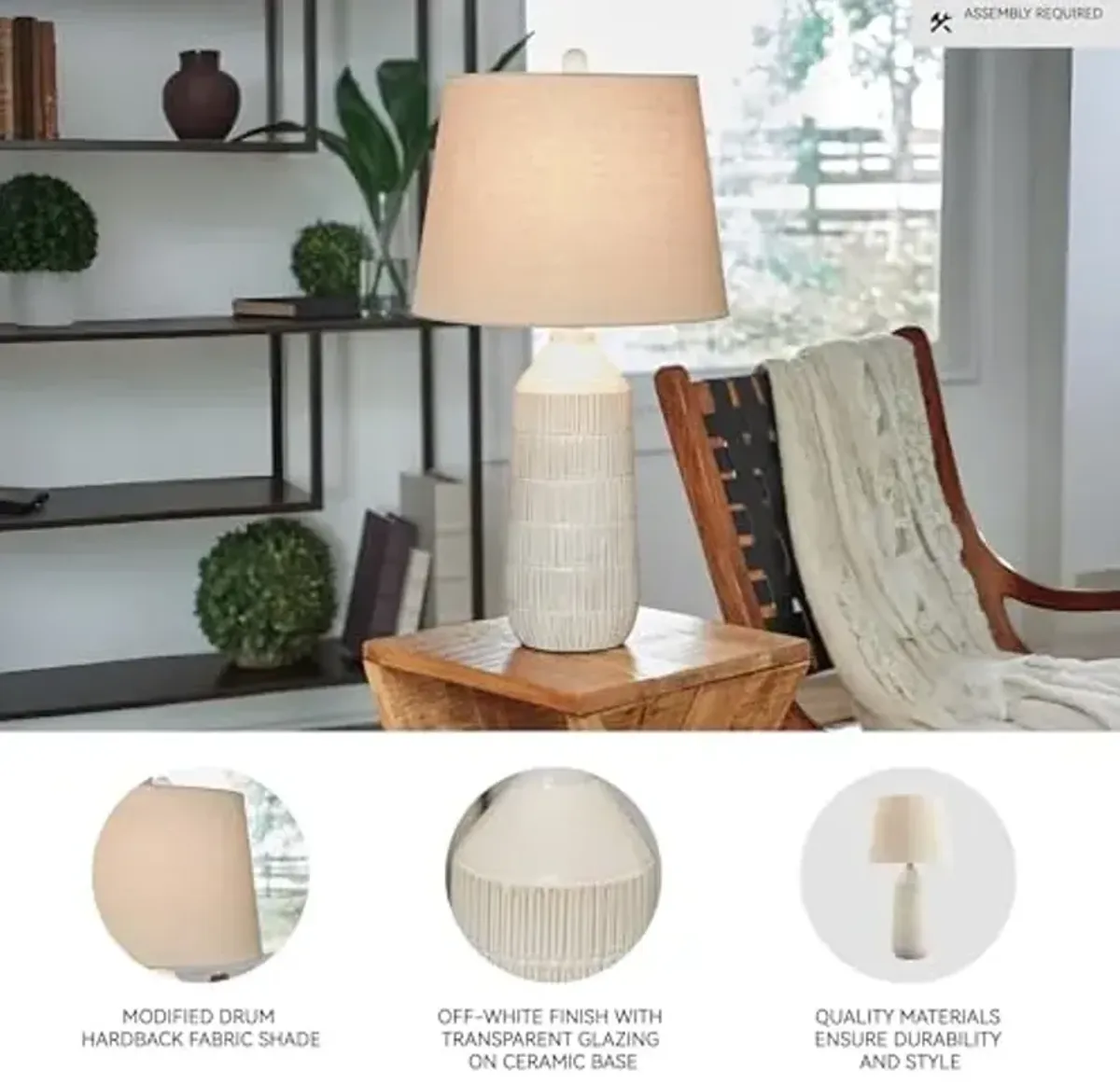 Signature Design by Ashley Willport Modern 26.5" Ceramic Table Lamp, Set of 2, Beige