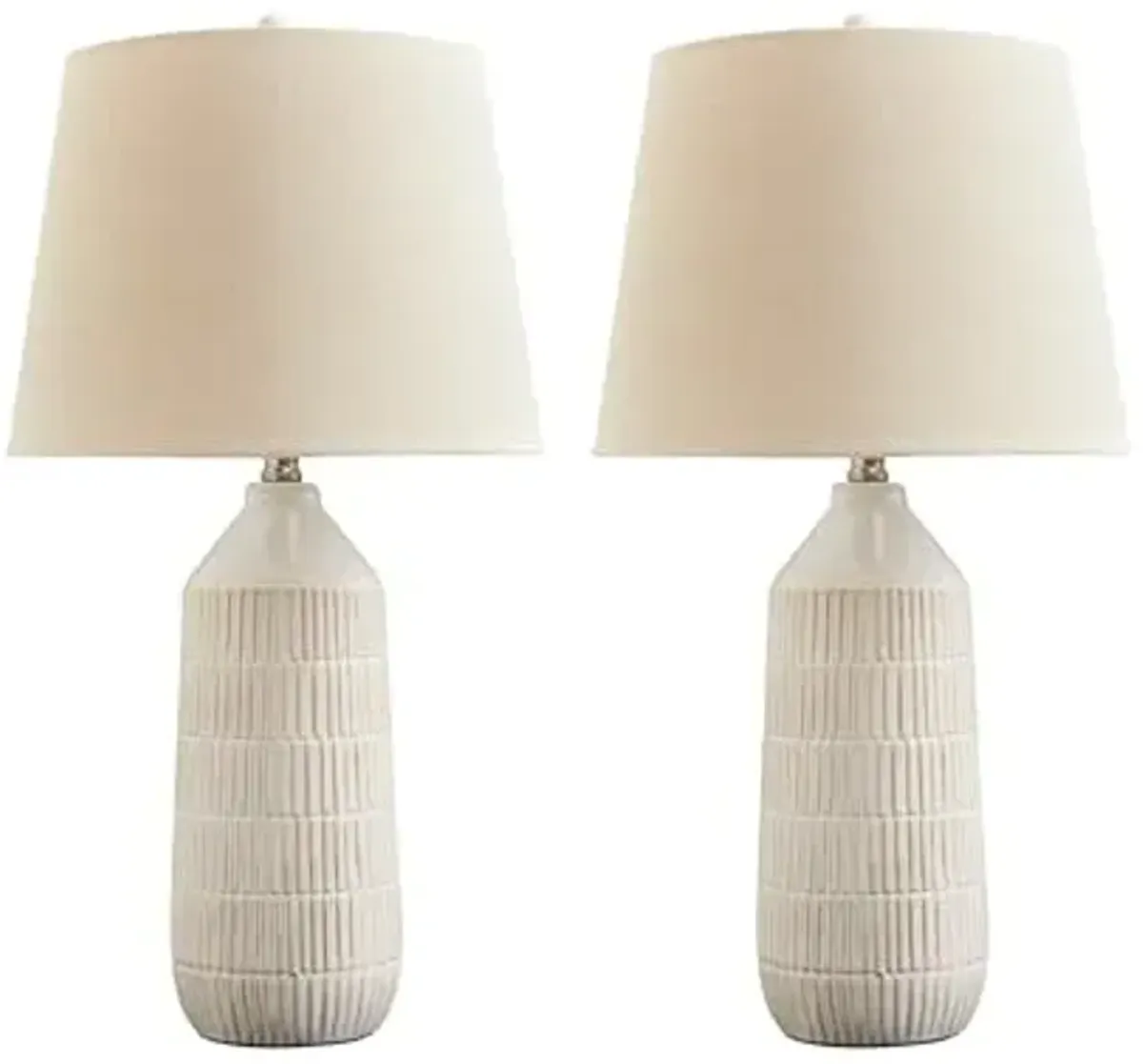 Signature Design by Ashley Willport Modern 26.5" Ceramic Table Lamp, Set of 2, Beige