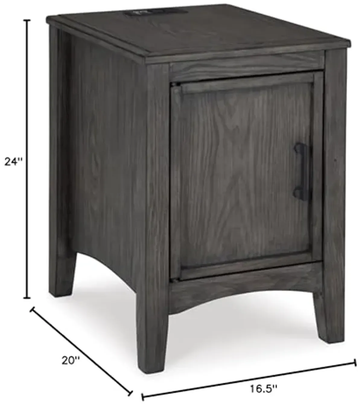 Signature Design by Ashley Montillan Casual Chairside End Table with 1 Cabinet, Power Supply and USB Ports, Dark Brown