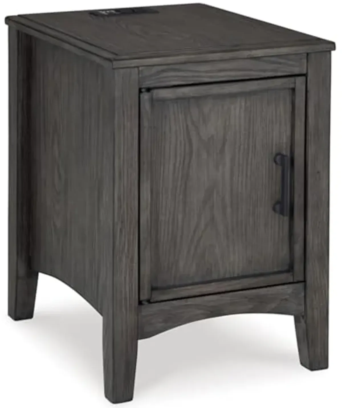 Signature Design by Ashley Montillan Casual Chairside End Table with 1 Cabinet, Power Supply and USB Ports, Dark Brown