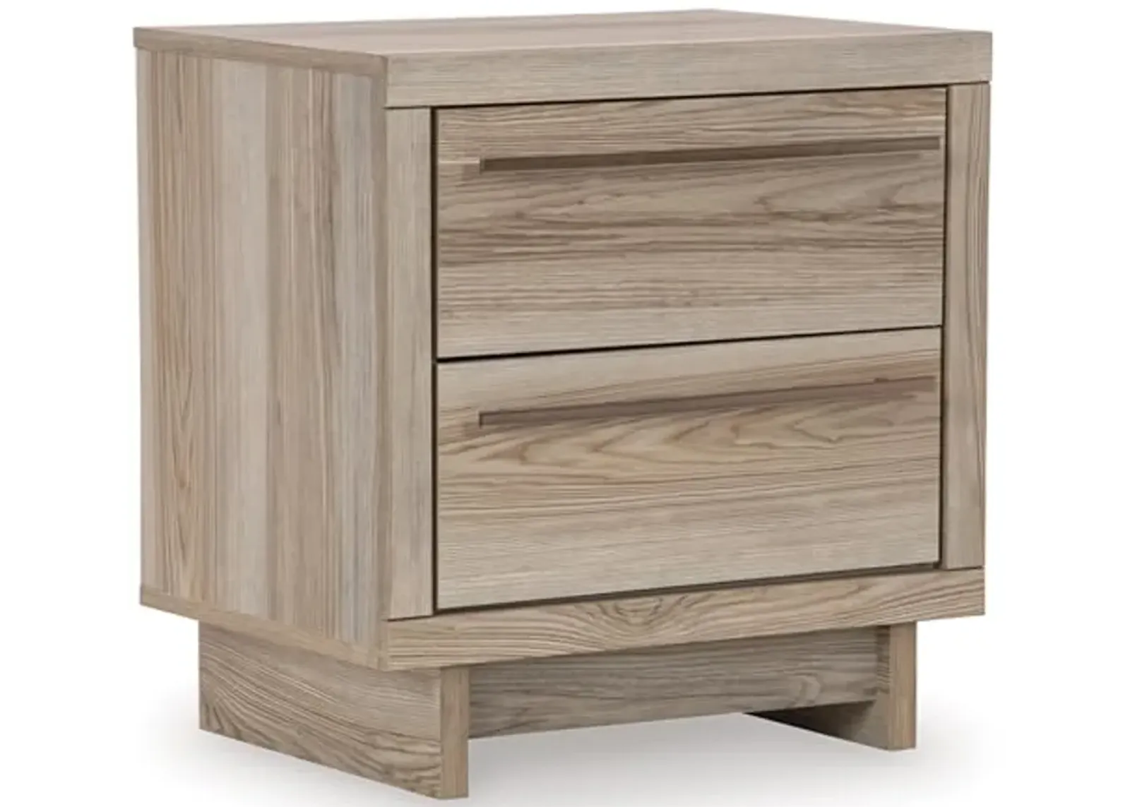 Signature Design by Ashley Hasbrick Casual 2 Drawer Nightstand with Wireless Charging and USB Ports, 21.93" Tall, Light Brown