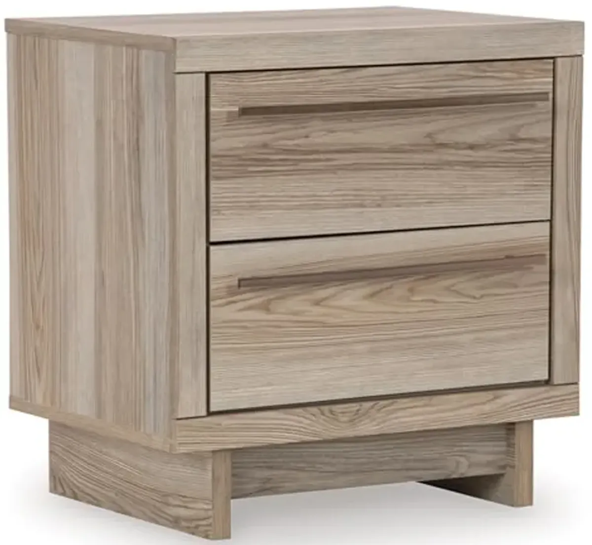 Signature Design by Ashley Hasbrick Casual 2 Drawer Nightstand with Wireless Charging and USB Ports, 21.93" Tall, Light Brown