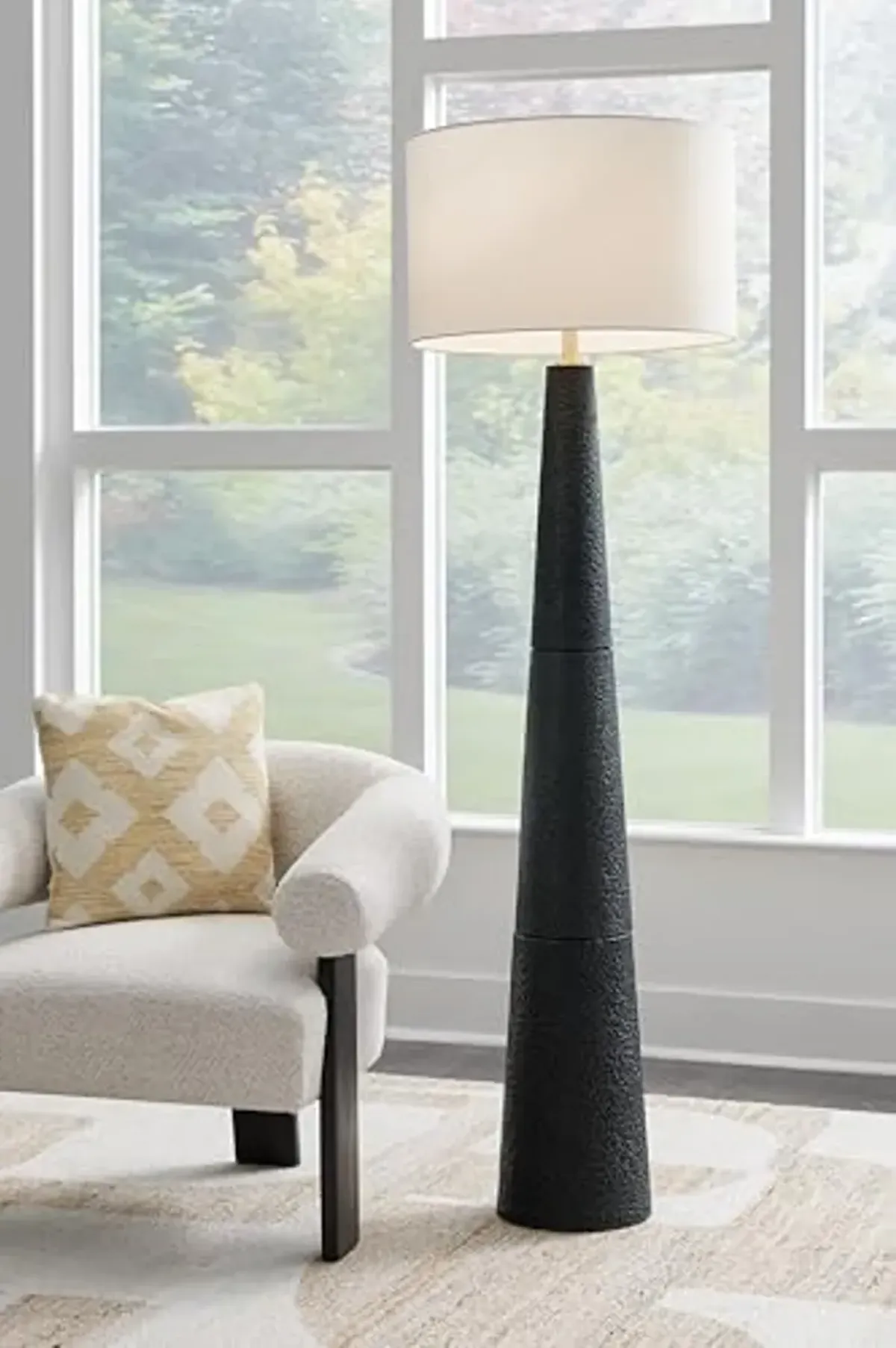 Signature Design by Ashley Hallburg Modern Textured Polyresin Floor Lamp with 3-Way Switch, Black