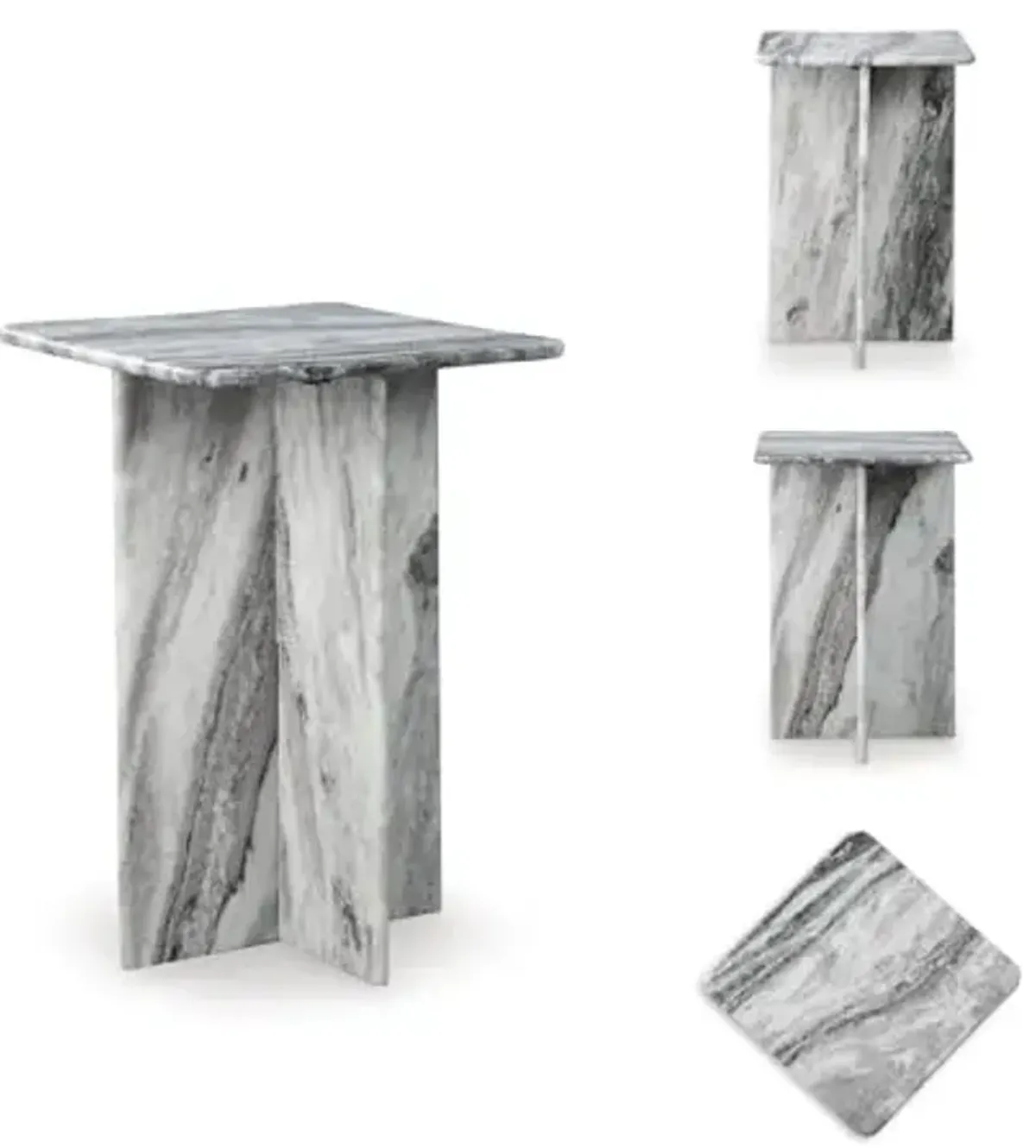 Signature Design by Ashley Keithwell Contemporary Marble Top Accent Table, Gray