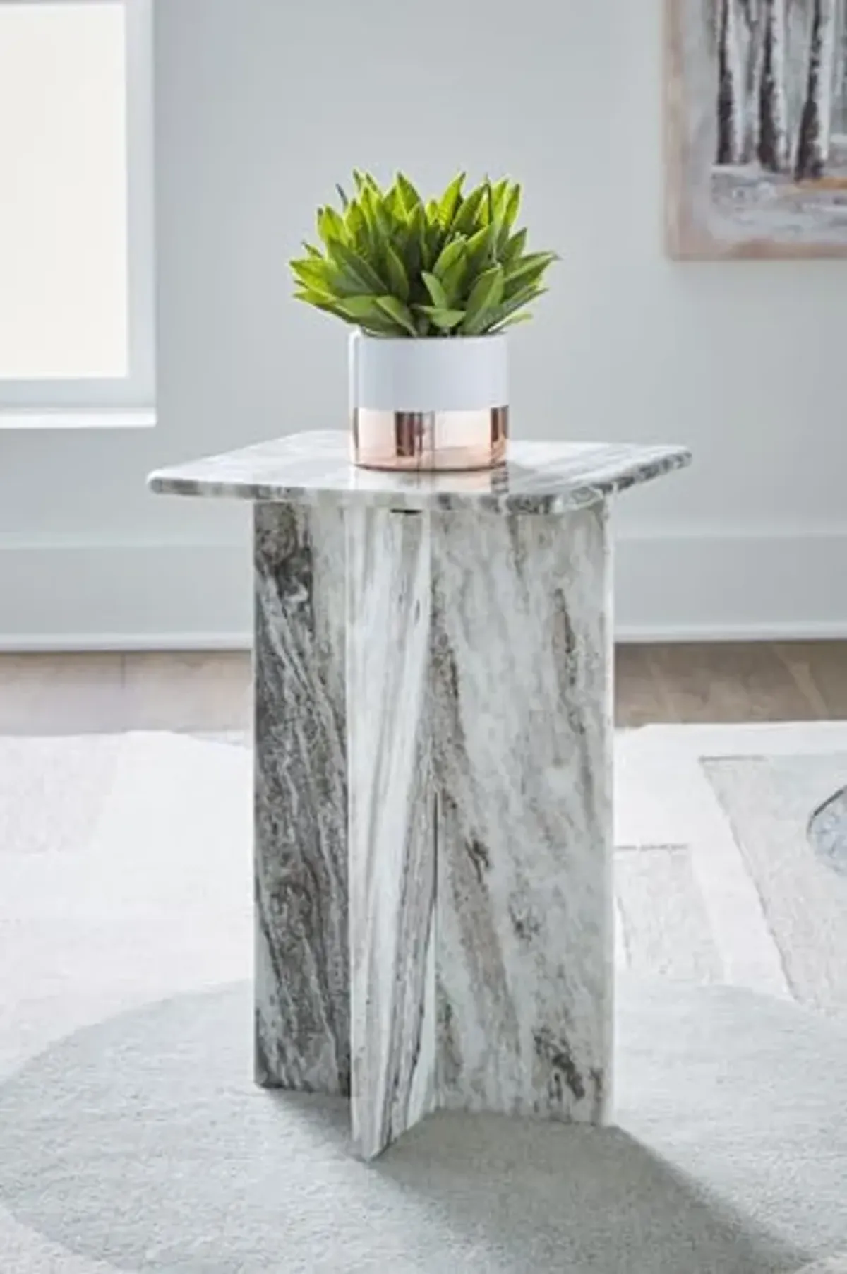 Signature Design by Ashley Keithwell Accent Table, 14" W x 14" D x 20" H, Gray