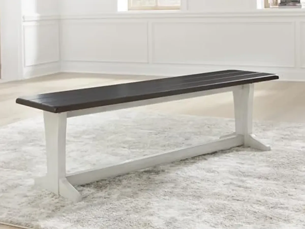 Signature Design by Ashley Darborn Farmhouse 62" Dining Bench, Light Gray & Dark Brown