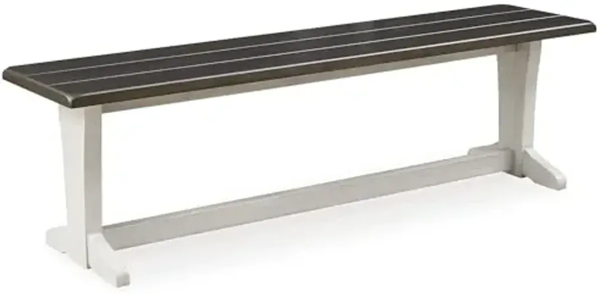 Signature Design by Ashley Darborn Farmhouse 62" Dining Bench, Light Gray & Dark Brown