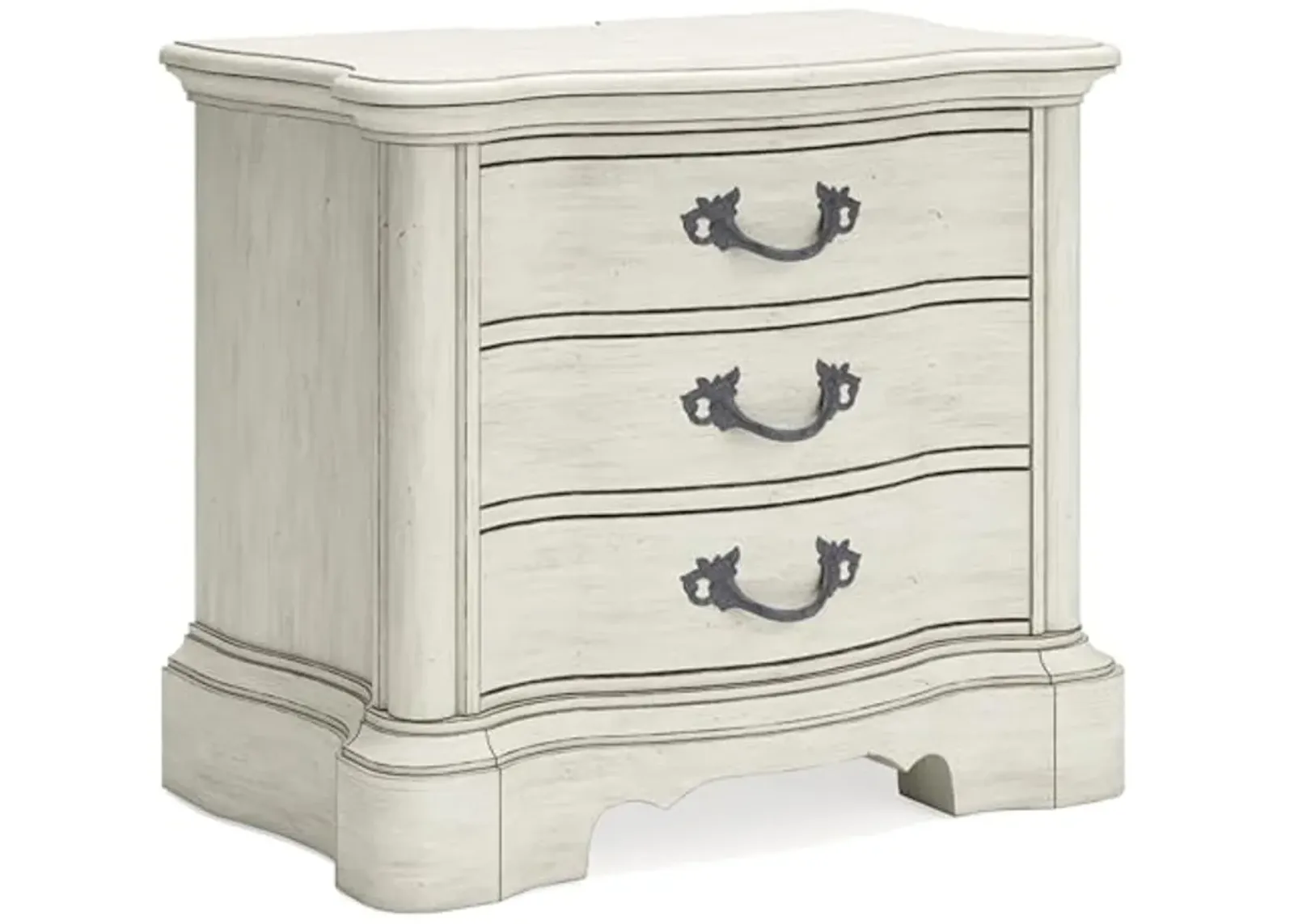 Signature Design by Ashley Arlendyne Classic 3 Drawer Nightstand with Power Supply and USB Ports, 29.5" Tall, White