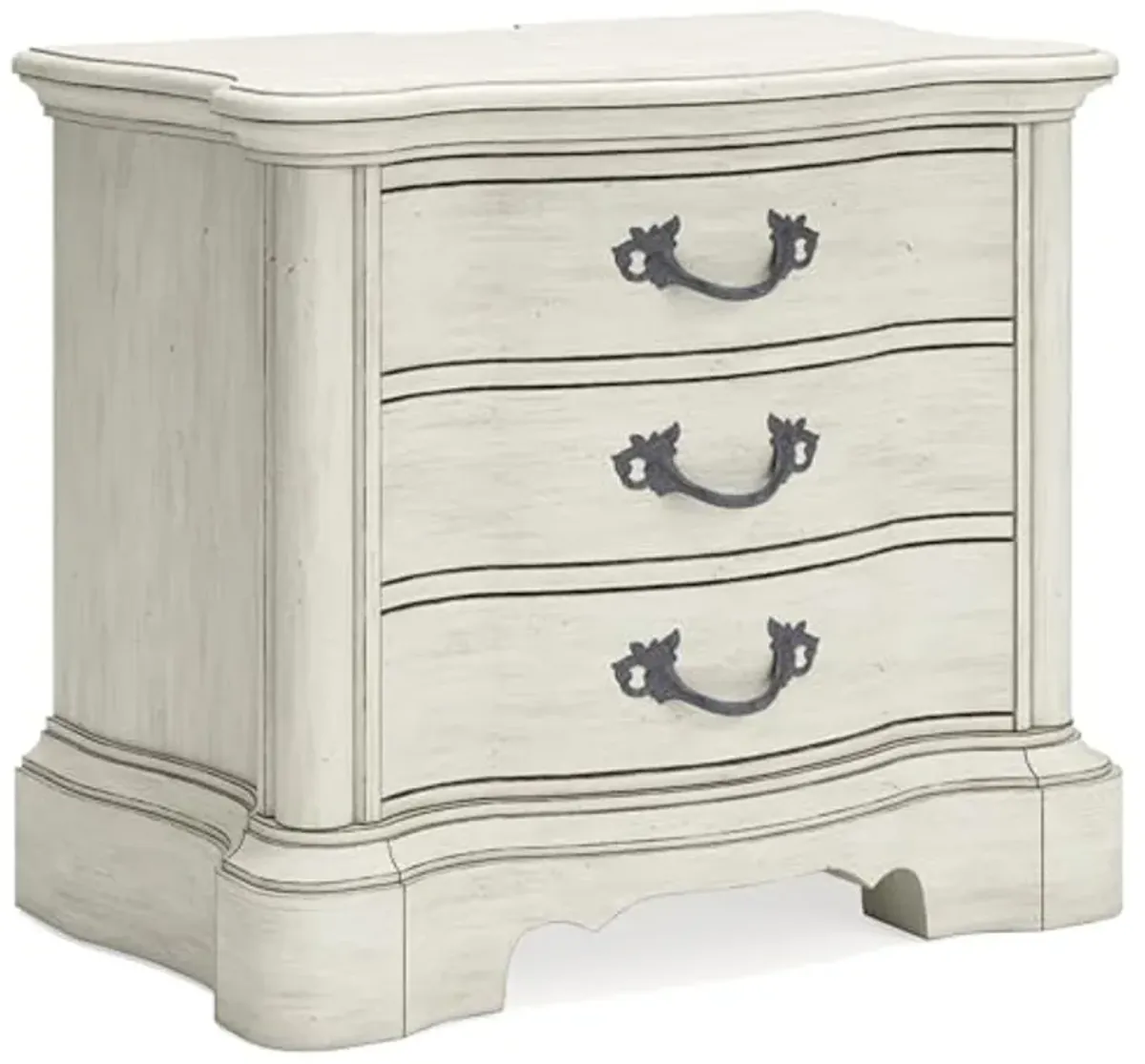 Signature Design by Ashley Arlendyne Classic 3 Drawer Nightstand with Power Supply and USB Ports, 29.5" Tall, White