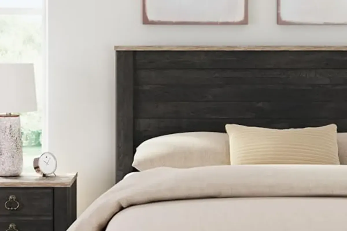 Signature Design by Ashley Nanforth Farmhouse Panel Headboard, Queen, Gray & Light Brown