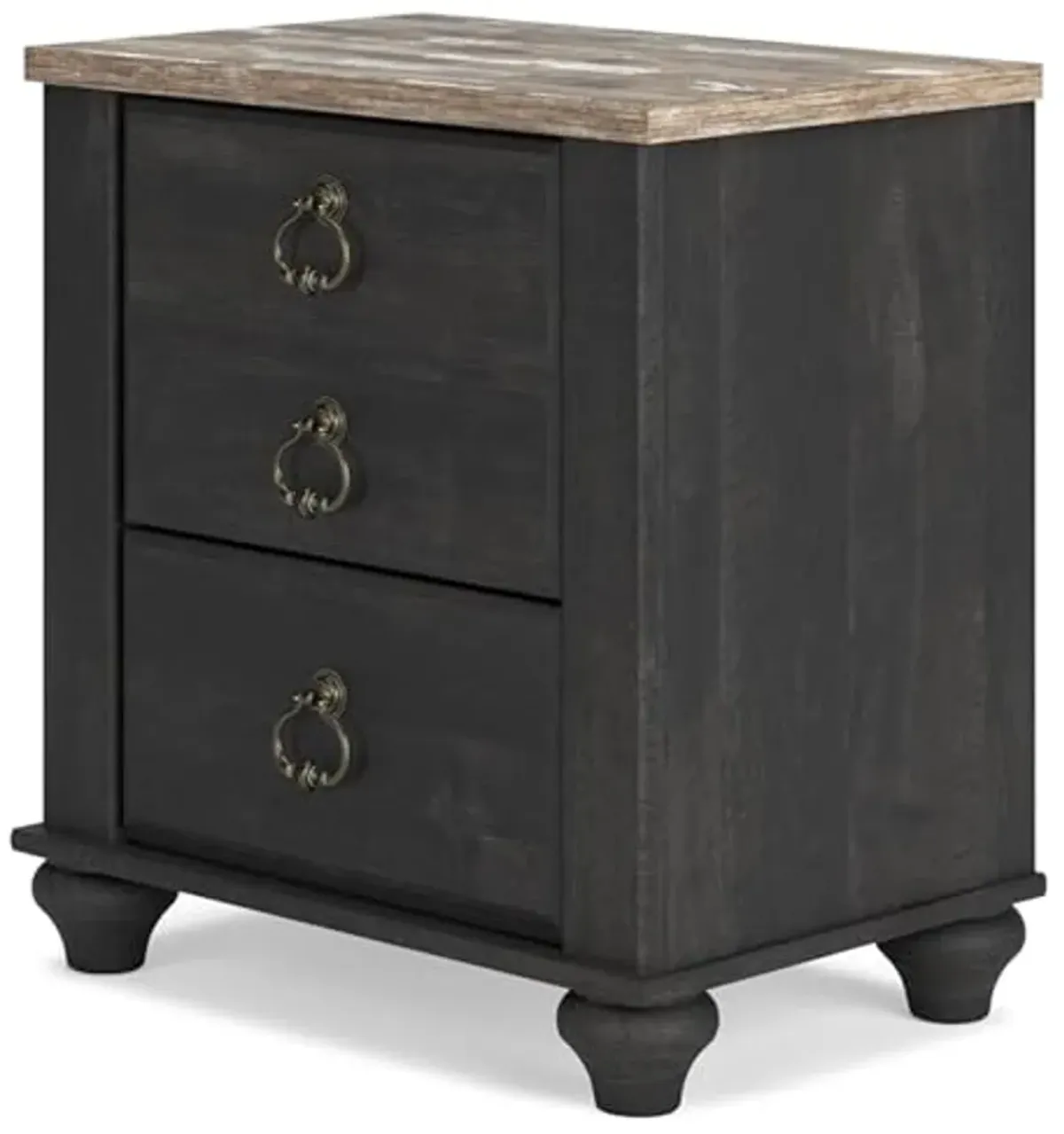 Signature Design by Ashley Nanforth Retro 2 Drawer Nightstand with USB Ports, 25.67" Tall, Gray & Light Brown