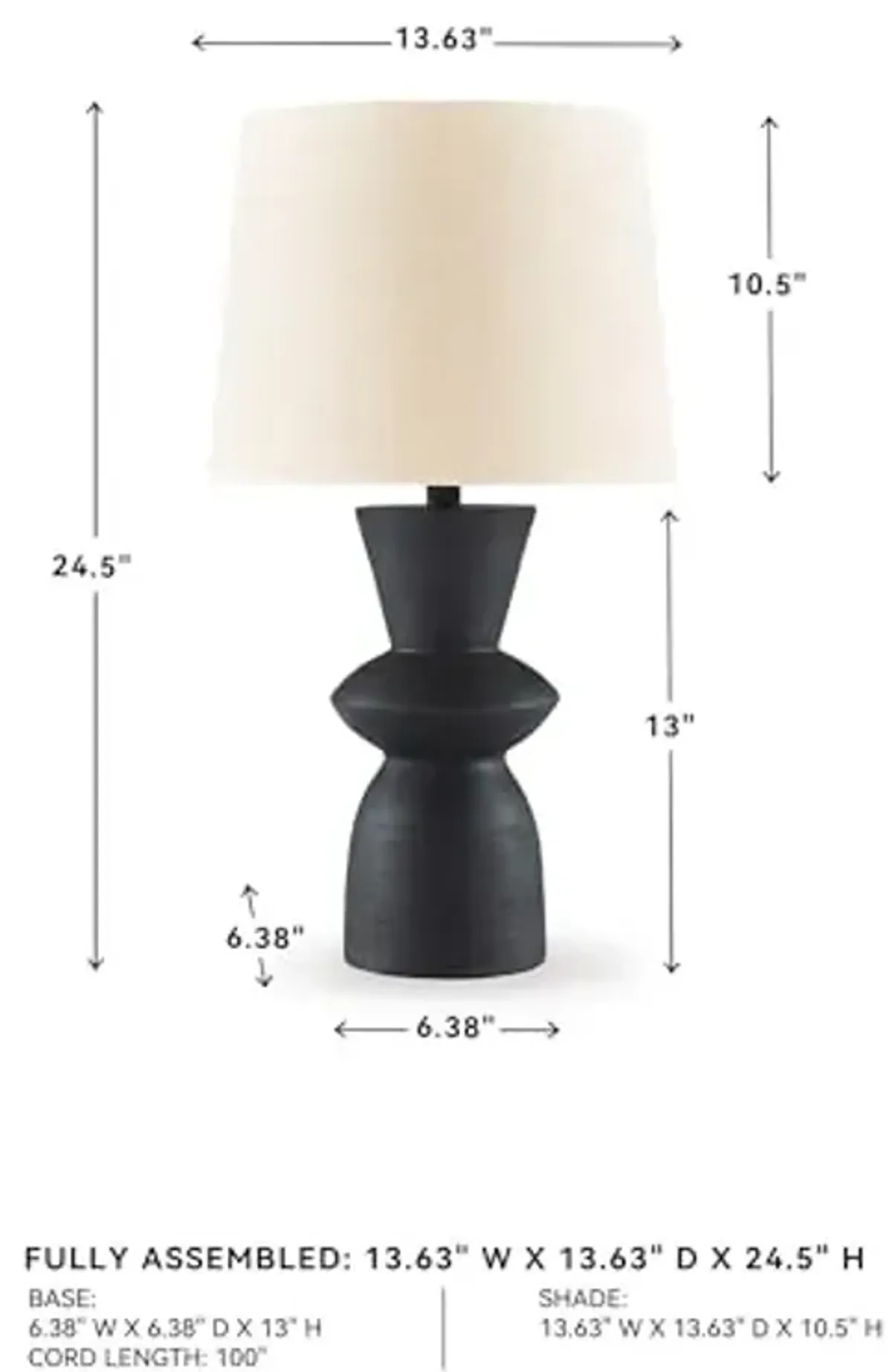 Signature Design by Ashley Scarbot Modern Distressed Paper Composite Table Lamp with 3-Way Switch, Set of 2, Black