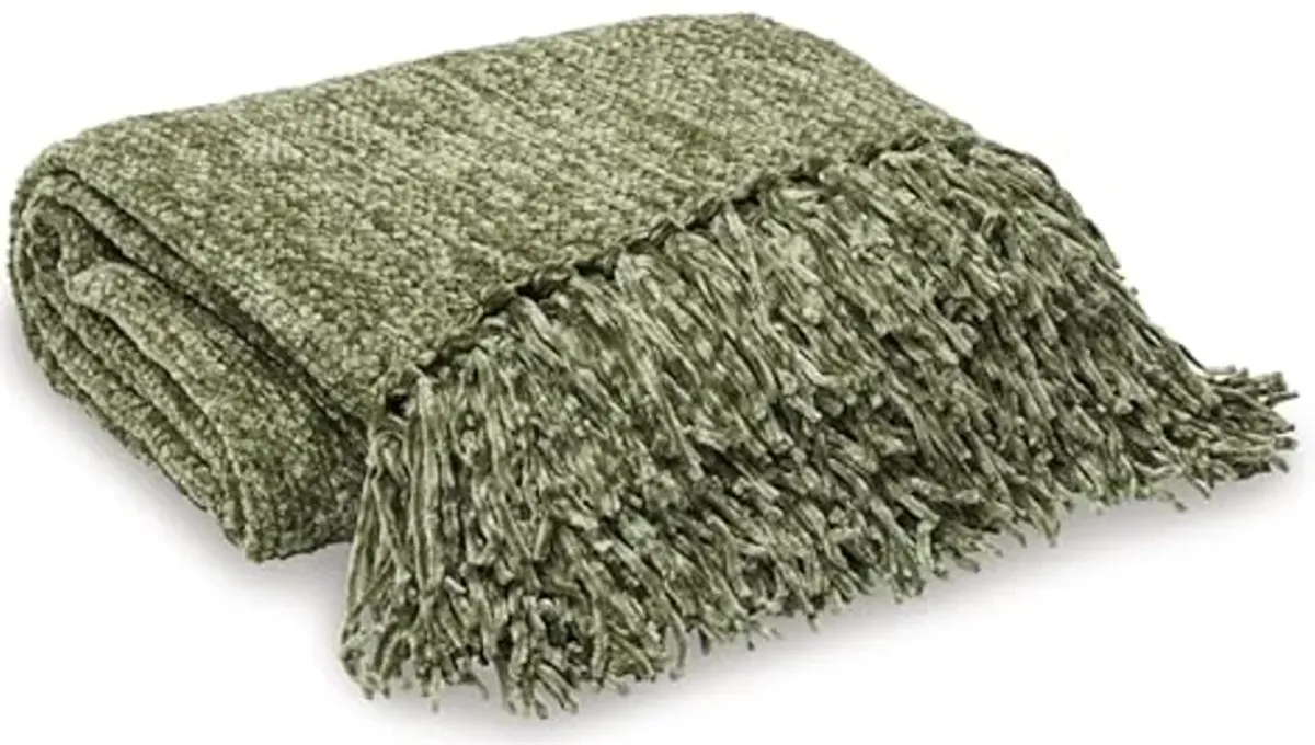 Signature Design by Ashley Tamish Contemporary Knotted Throw with Tassel, Green