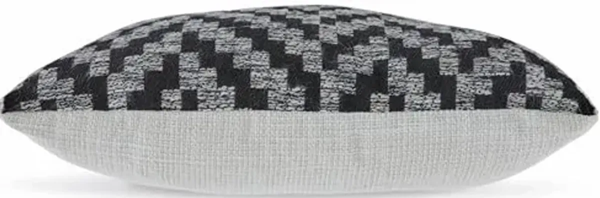 Signature Design by Ashley Tenslock Next-Gen Nuvella Casual Indoor/Outdoor UV Resistant Chevron 18 x 18 Inches Pillow with Removable Cover and Zipper Closure, Black & White