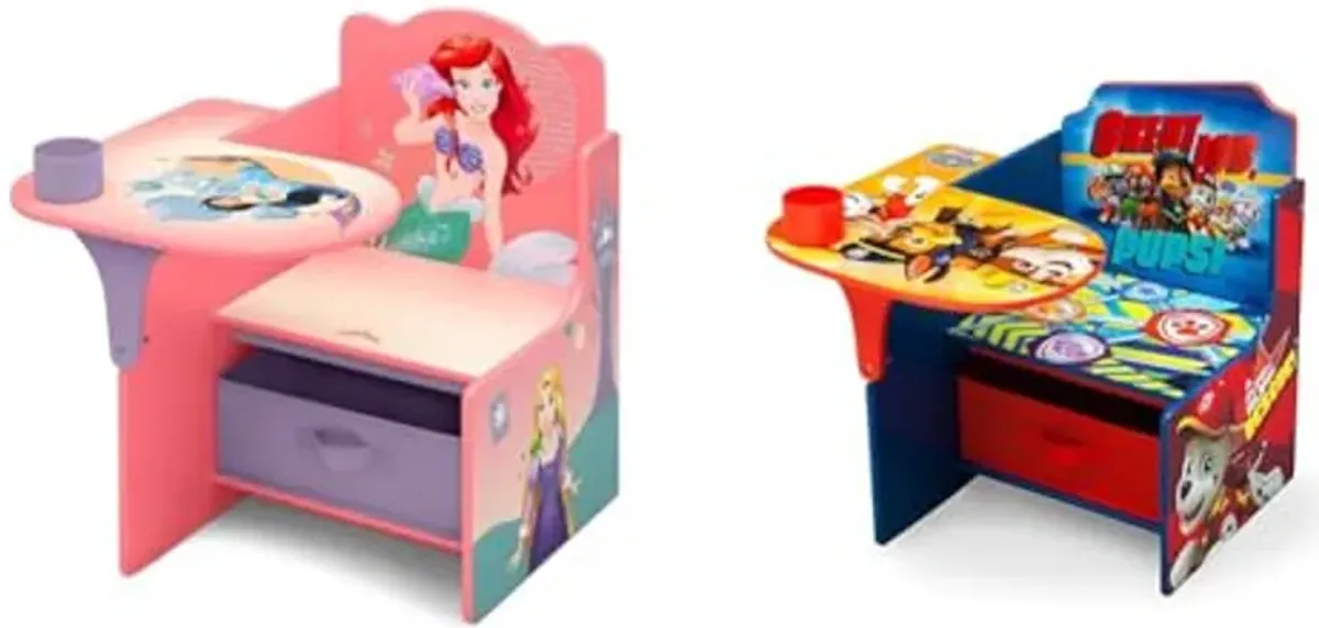 Delta Children Chair Desk with Storage Bin, Disney Princess & Chair Desk with Storage Bin - Ideal for Arts & Crafts, Snack Time