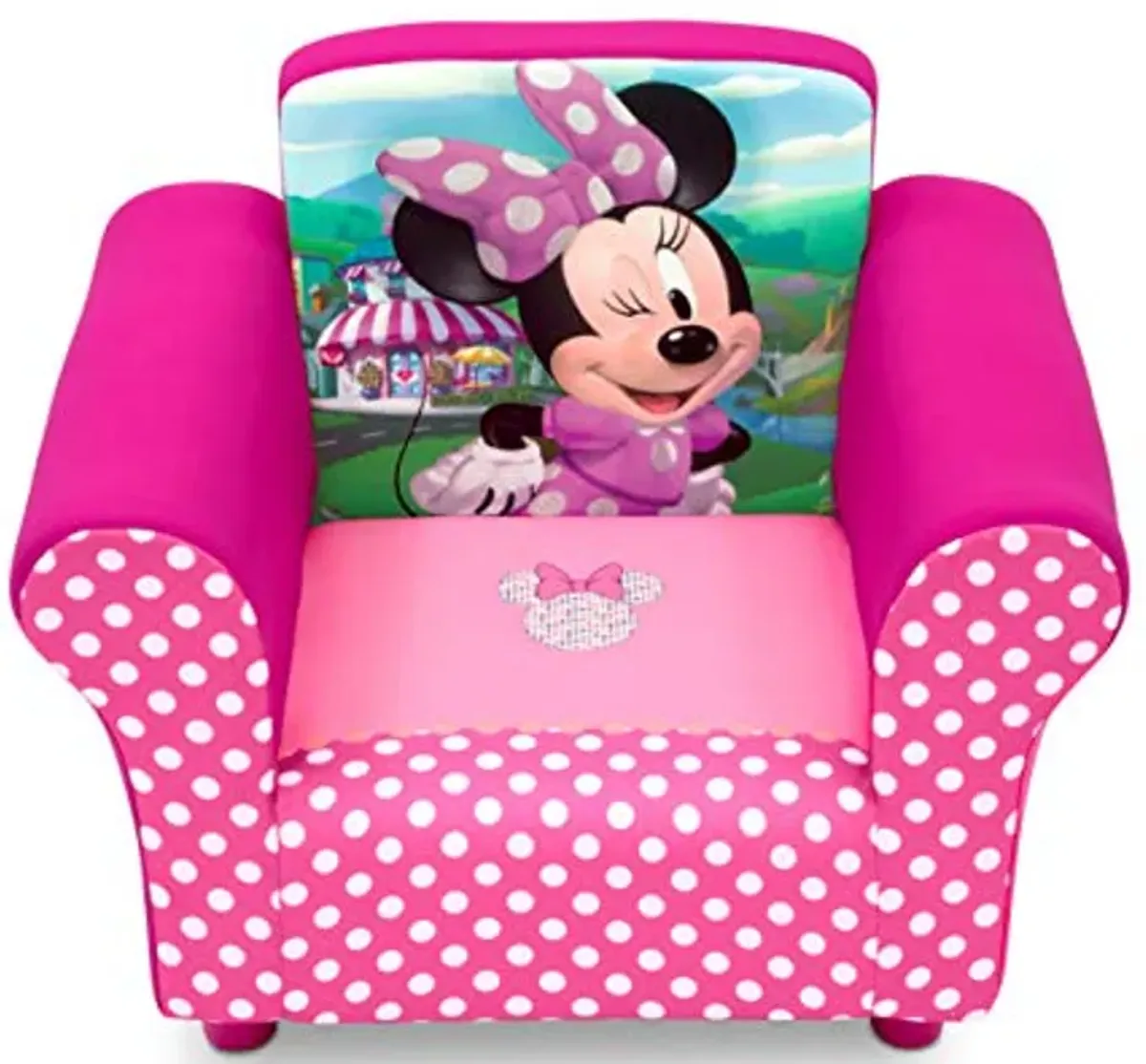 Delta Children Upholstered Chair, Wood, Disney Minnie Mouse & Kids Table and Chair Set (2 Chairs Included) - Ideal for Arts & Crafts, Snack Time, Homeschooling, Homework & More, Disney Minnie Mouse