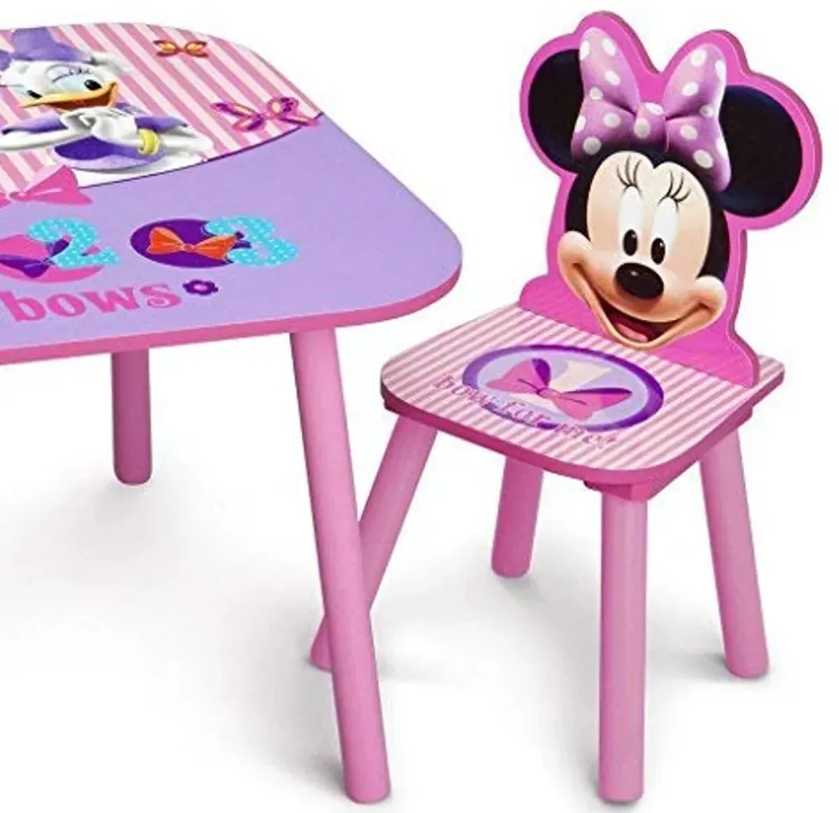 Delta Children Upholstered Chair, Wood, Disney Minnie Mouse & Kids Table and Chair Set (2 Chairs Included) - Ideal for Arts & Crafts, Snack Time, Homeschooling, Homework & More, Disney Minnie Mouse