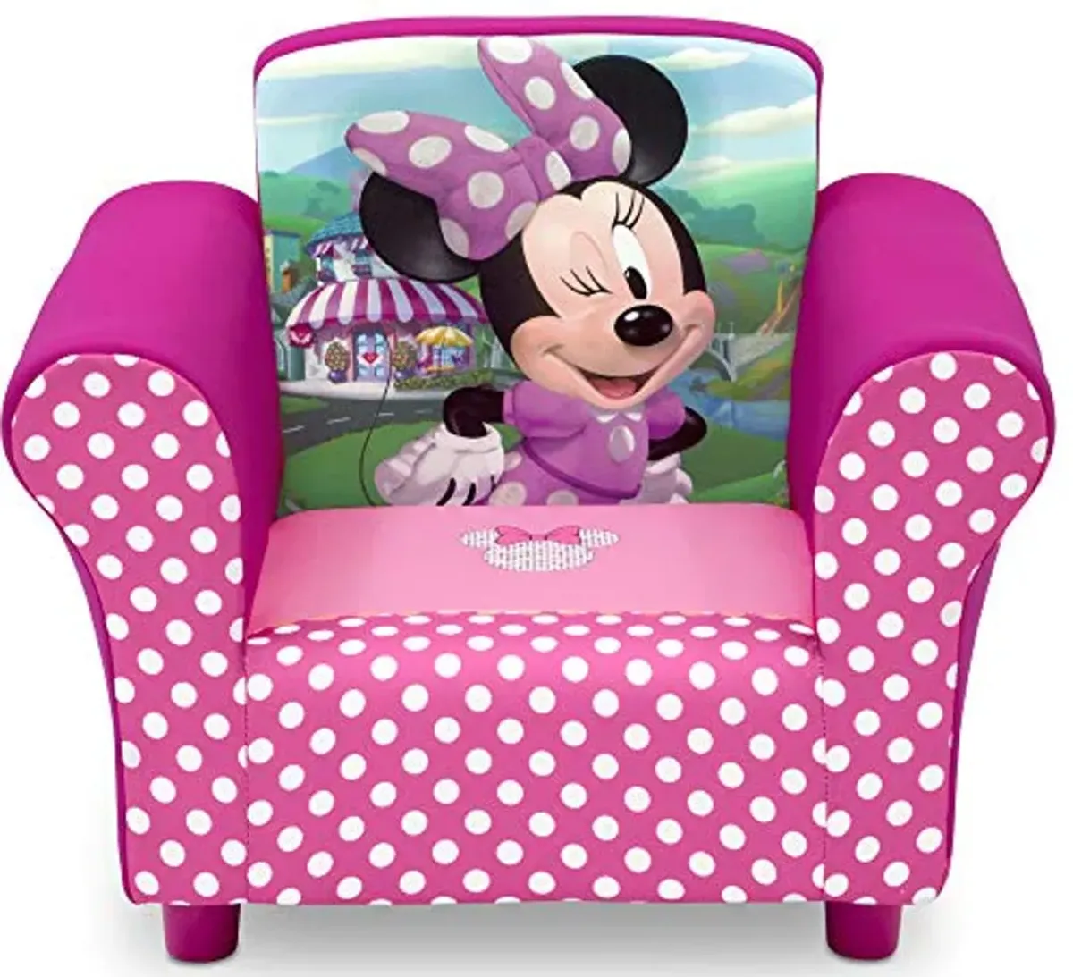 Delta Children Upholstered Chair, Wood, Disney Minnie Mouse & Kids Table and Chair Set (2 Chairs Included) - Ideal for Arts & Crafts, Snack Time, Homeschooling, Homework & More, Disney Minnie Mouse