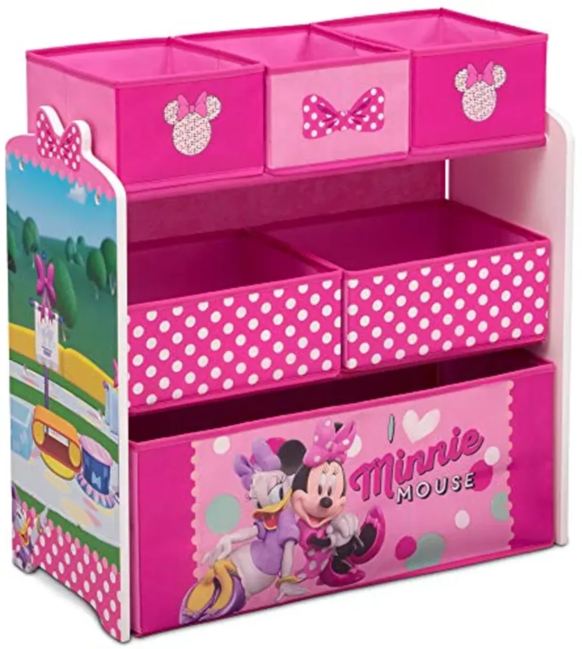 Delta Children Kids Table and Chair Set (2 Chairs Included) & Disney Minnie Mouse 6 Bin Design and Store Toy Organizer