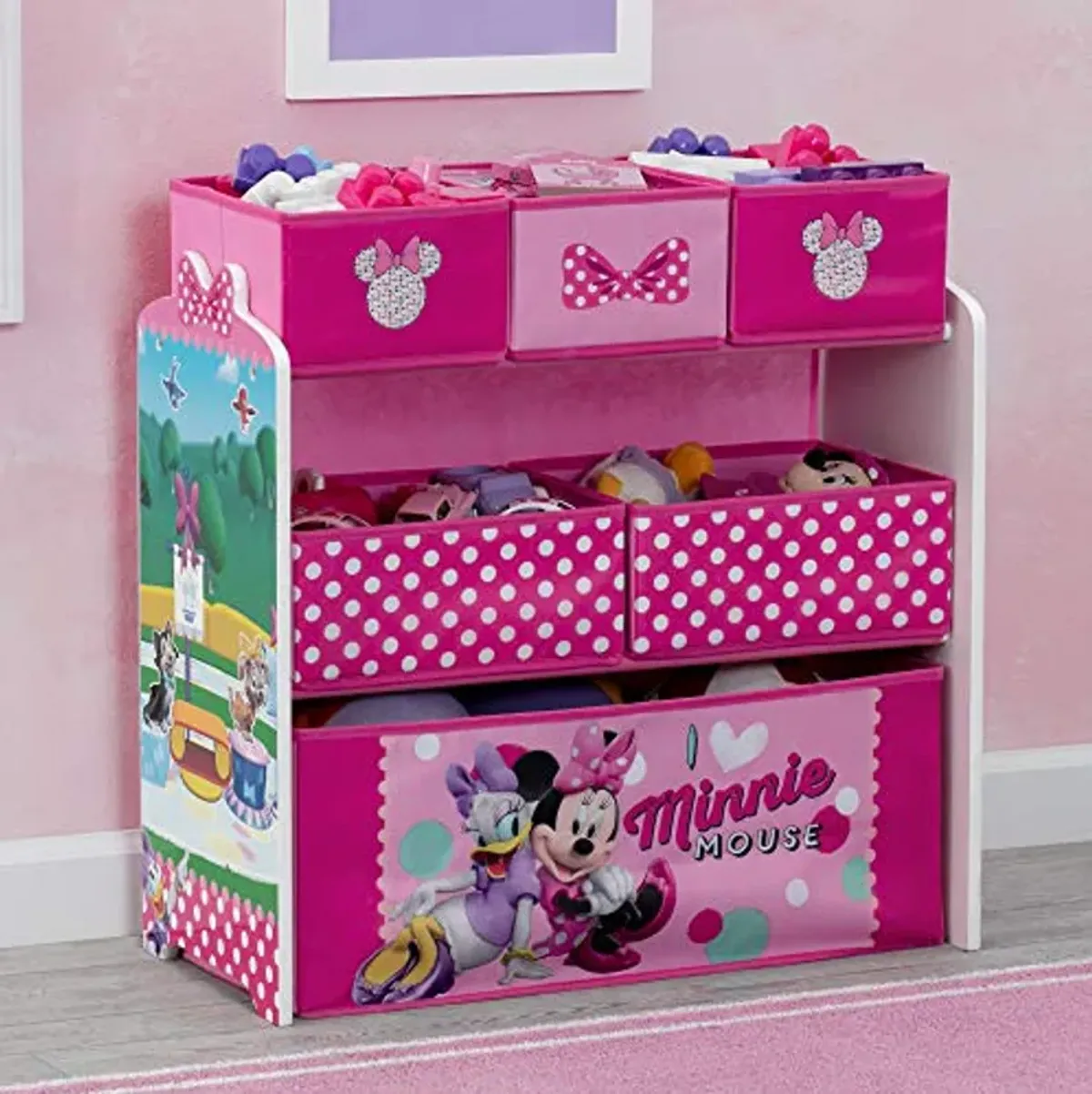 Delta Children Kids Table and Chair Set (2 Chairs Included) & Disney Minnie Mouse 6 Bin Design and Store Toy Organizer