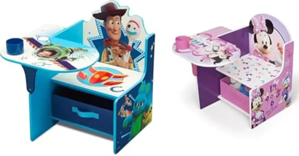 Delta Children Chair Desk with Storage Bin, Disney/Pixar Toy Story 4 & Chair Desk with Storage Bin, Disney Minnie Mouse