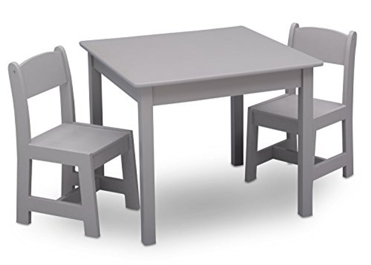 Delta Children MySize Kids Wood Table and Chair Set (2 Chairs Included) - Ideal for Arts & Crafts & MySize 9 Bin Plastic Toy Organizer - Greenguard Gold Certified, Grey