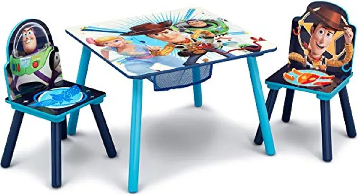 Delta Children Kids Table and Chair Set with Storage (2 Chairs Included) & Kids Easel and Play Station – Ideal for Arts & Crafts, Homeschooling and More