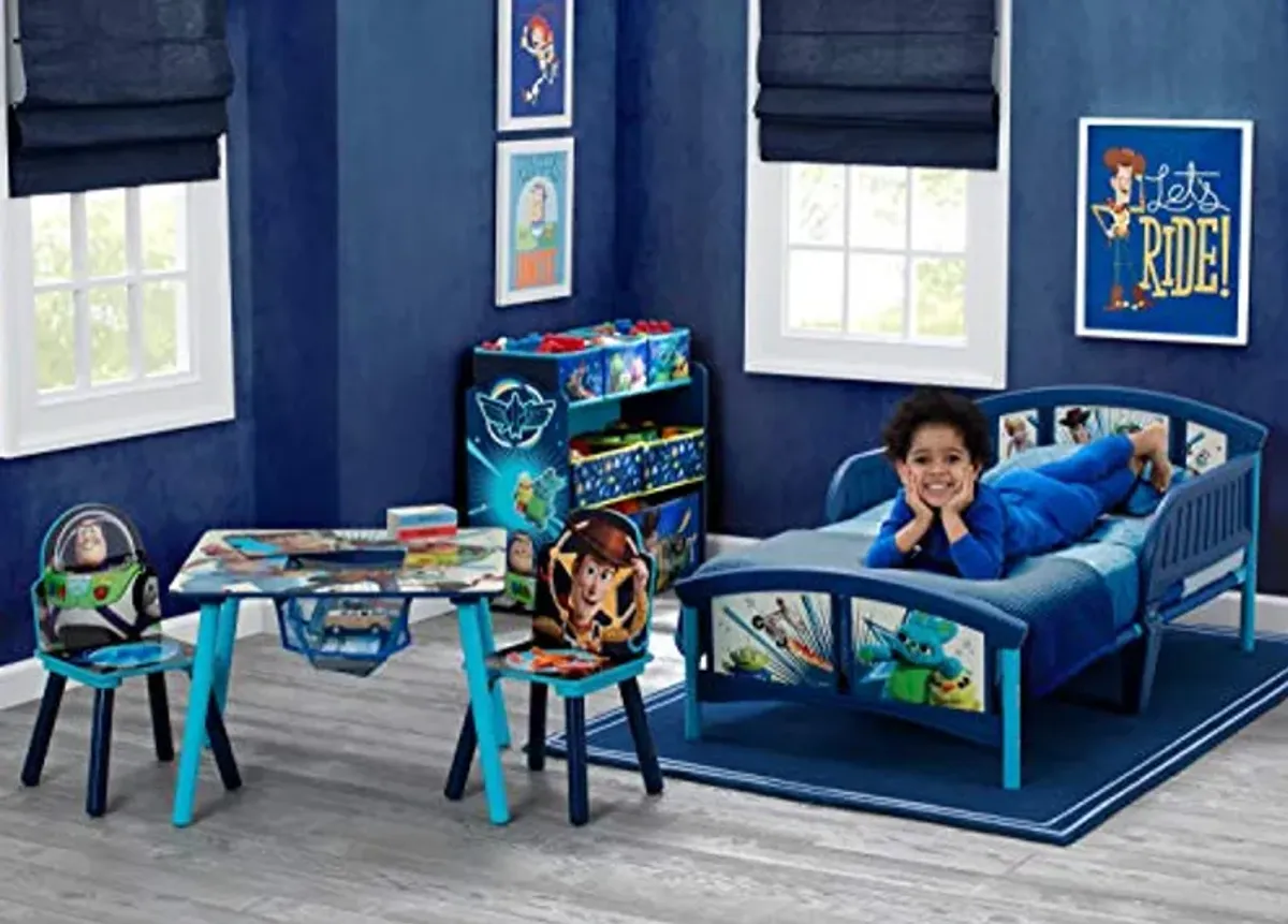 Delta Children Kids Table and Chair Set with Storage (2 Chairs Included) & Upholstered Chair, Disney/Pixar Toy Story 4 for Bedroom with Arm Rest