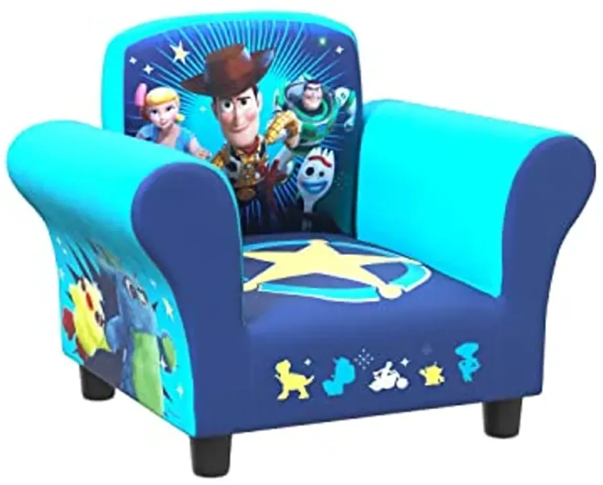 Delta Children Kids Table and Chair Set with Storage (2 Chairs Included) & Upholstered Chair, Disney/Pixar Toy Story 4 for Bedroom with Arm Rest