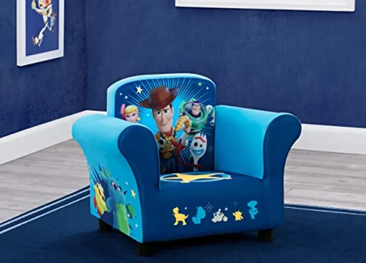 Delta Children Kids Table and Chair Set with Storage (2 Chairs Included) & Upholstered Chair, Disney/Pixar Toy Story 4 for Bedroom with Arm Rest