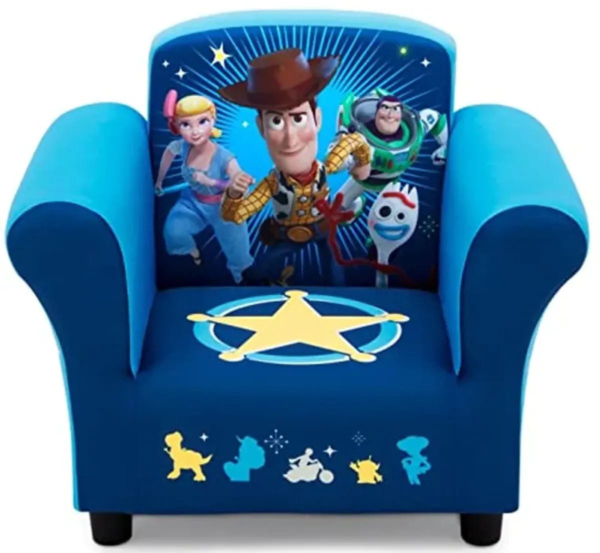 Delta Children Kids Table and Chair Set with Storage (2 Chairs Included) & Upholstered Chair, Disney/Pixar Toy Story 4 for Bedroom with Arm Rest