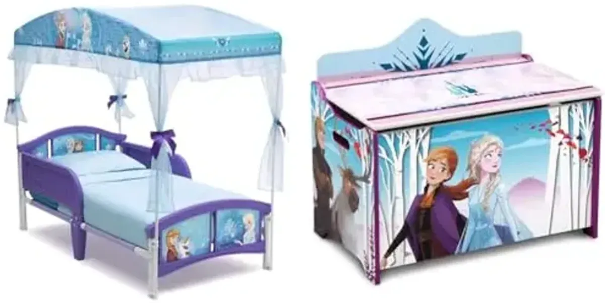 Delta Children Canopy Toddler Bed, Disney Frozen & Deluxe Toy Box, Disney Frozen II