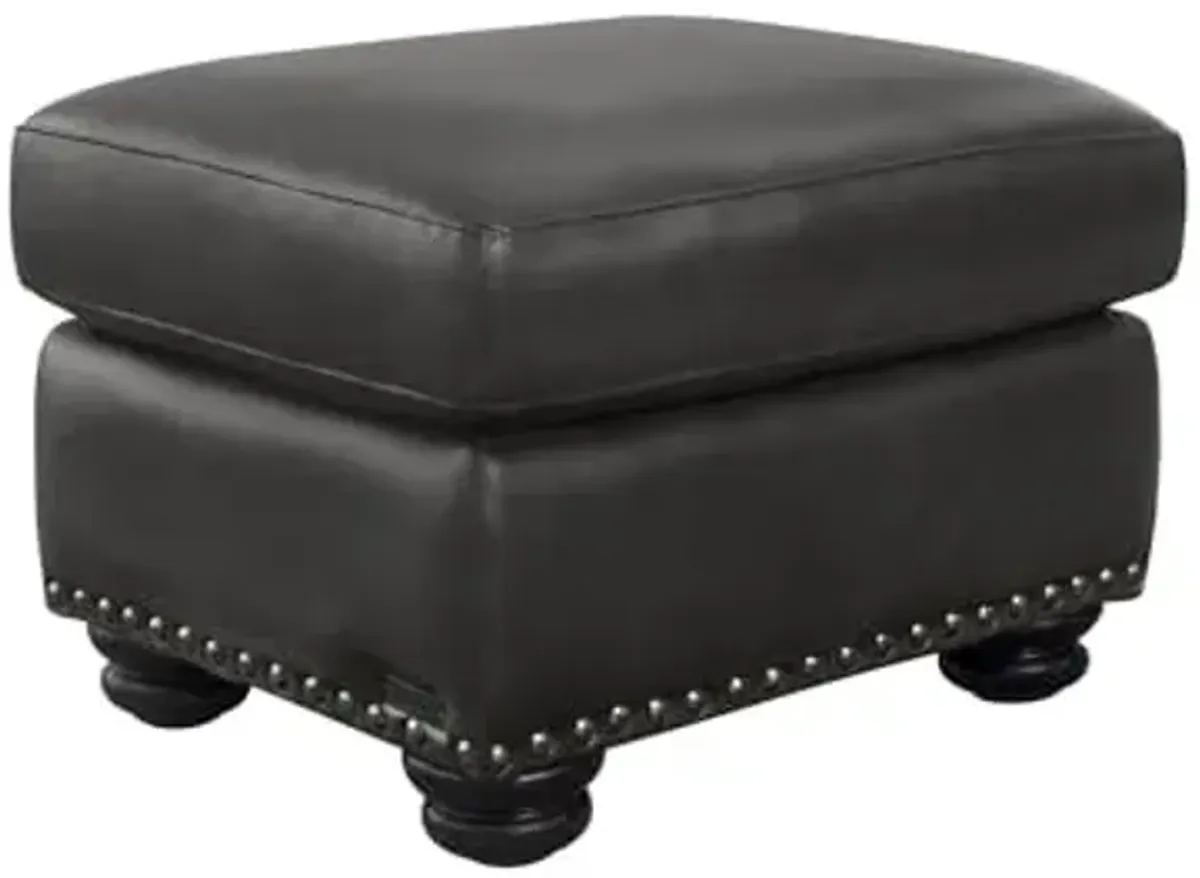 Abbyson Living Austin Leather Ottoman, Dark Gray