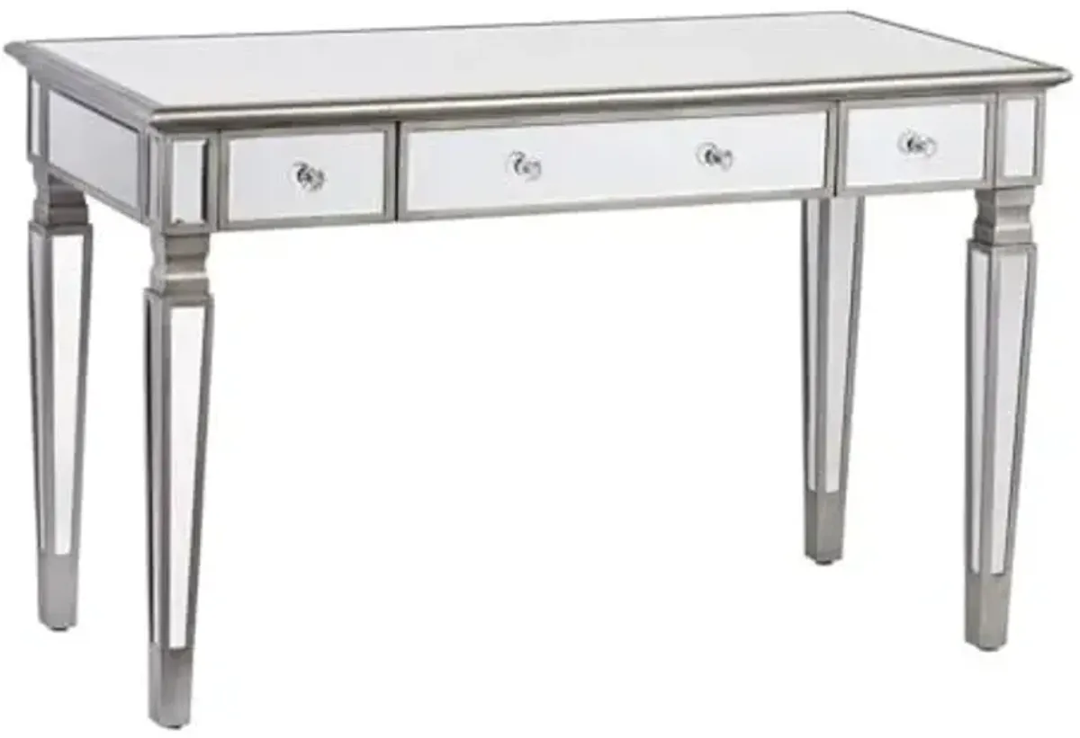 Southern Enterprises SEI Furniture Wedlyn Engineered Wood Computer Desk in Mirror with Matte Silver