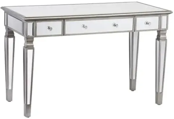 Southern Enterprises SEI Furniture Wedlyn Engineered Wood Computer Desk in Mirror with Matte Silver