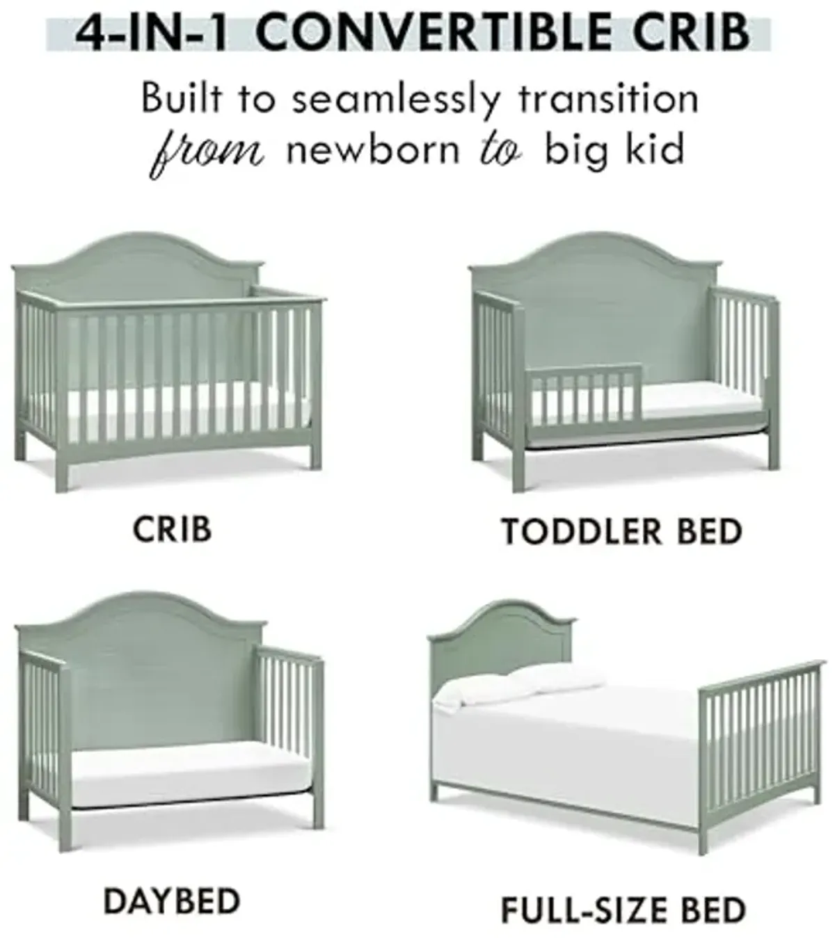 Carter's by DaVinci Nolan 4-in-1 Convertible Crib in Light Sage, Greenguard Gold Certified