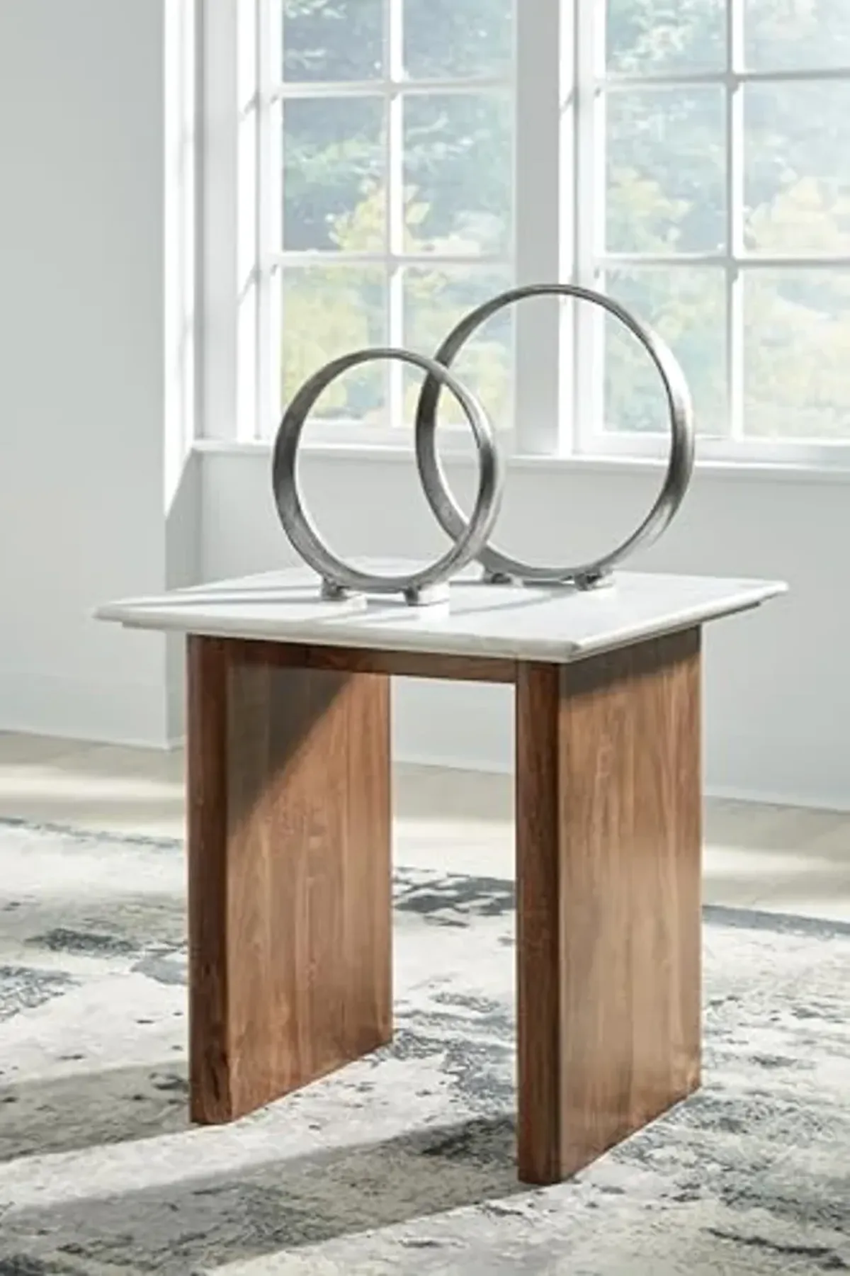 Signature Design by Ashley Isanti End Table, 23" W x 23" D x 23" H, White & Light Brown