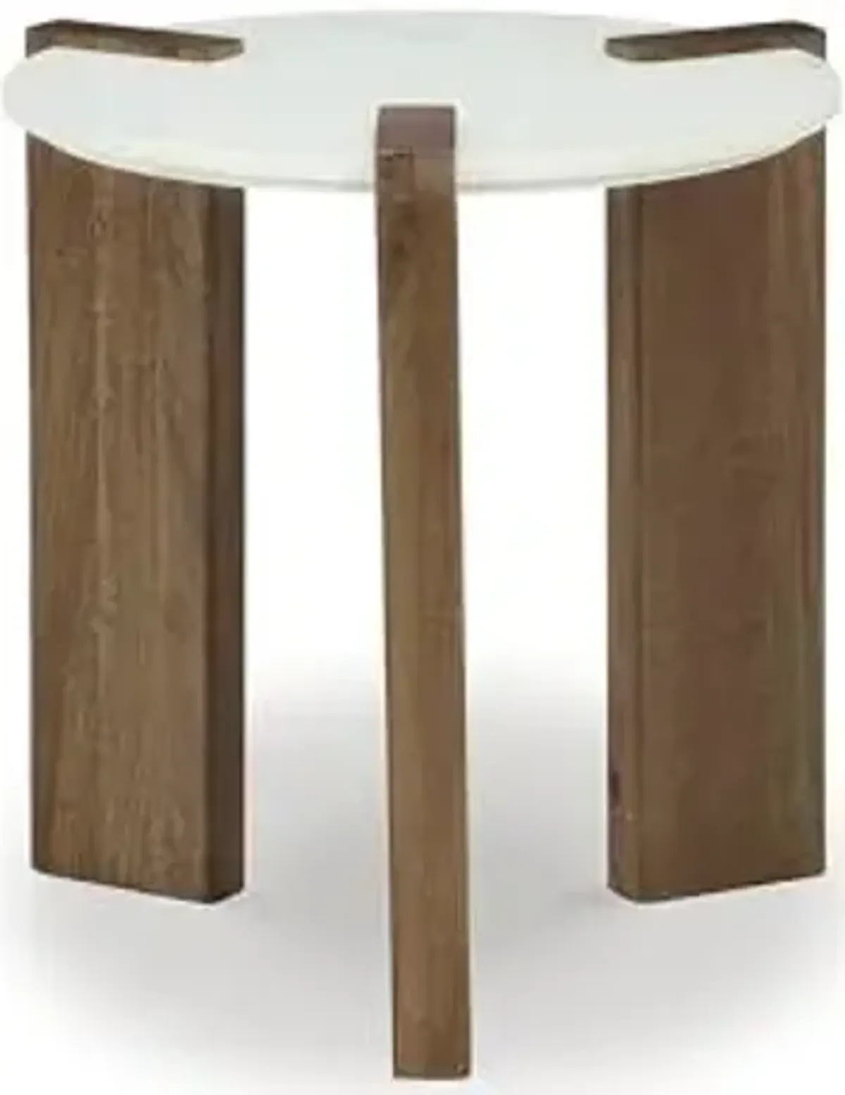Signature Design by Ashley Isanti Modern End Table with Marble Top, White & Light Brown
