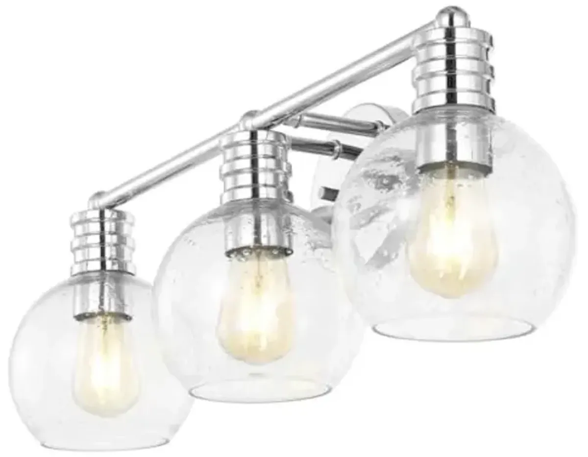 SAFAVIEH Lighting Collection Sunetta Chrome/Clear Glass Globe Shade 3-Light Wall Sconce Light Fixture, Ideal for Bathroom, Entryway, Vanity Over Mirror, Foyer, Living Room (LED Bulbs Included)