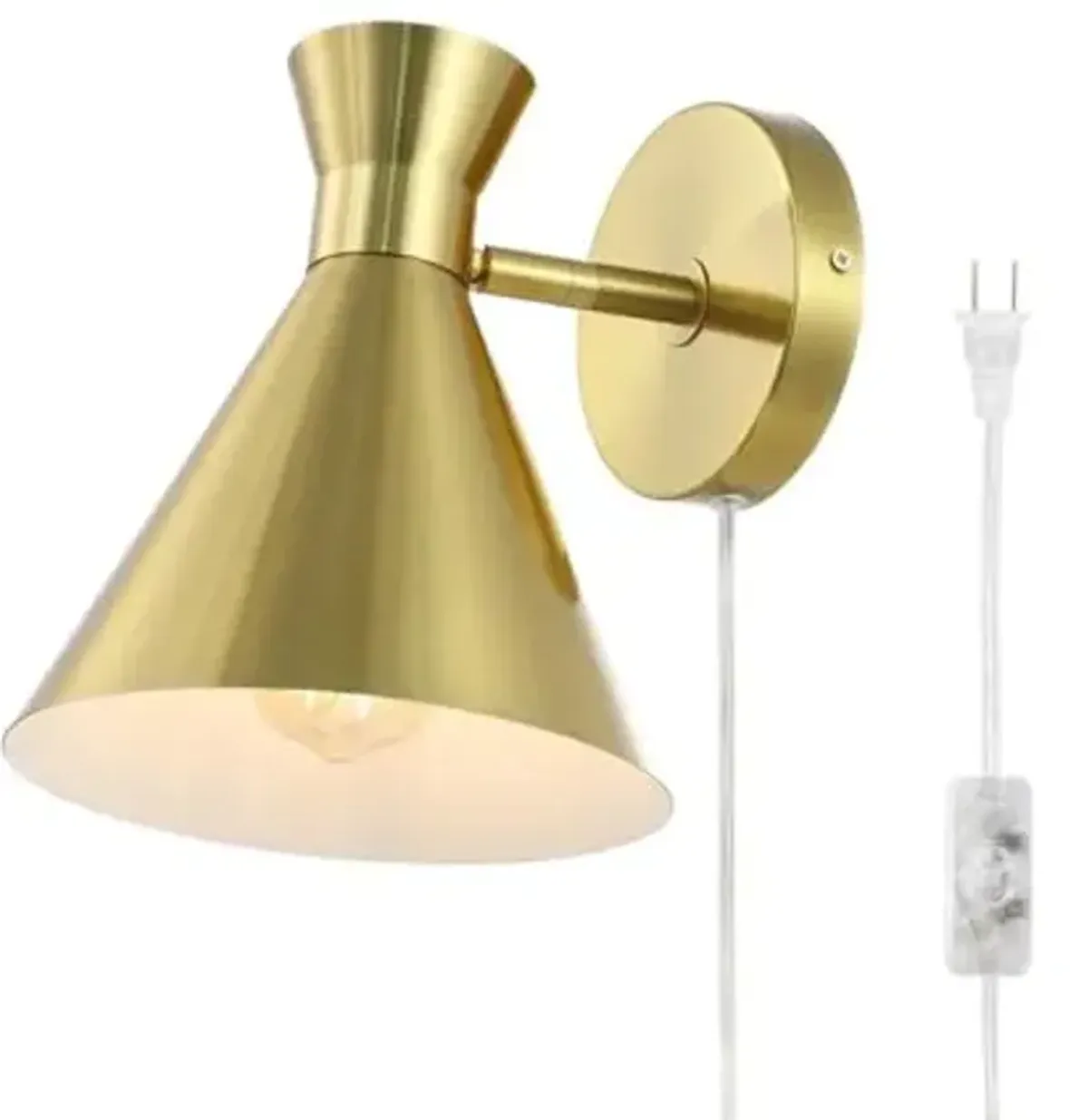 SAFAVIEH Lighting Collection Jordie Modern Brass Gold Downlight Wall Sconce Light Fixture, Ideal for Bathroom, Entryway, Vanity, Foyer, Hallway, Living Room (LED Bulb Included)