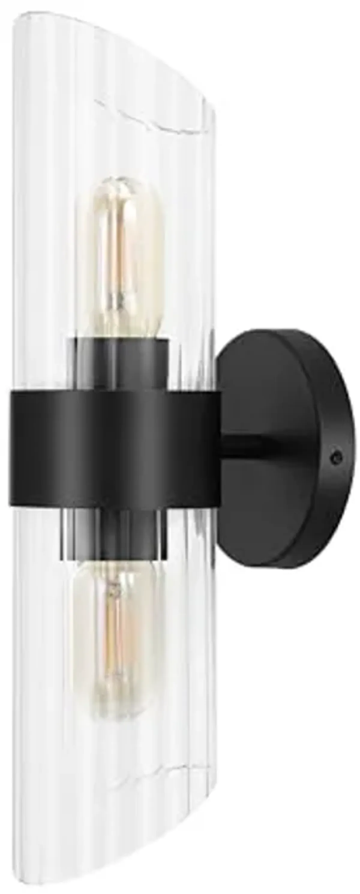 SAFAVIEH Lighting Collection Eytan Clear Glass/Black Vertical Wall Sconce Set of 2 Light Fixture, Ideal for Bathroom, Entryway, Vanity, Foyer, Hallway, Living Room (LED Bulbs Included)