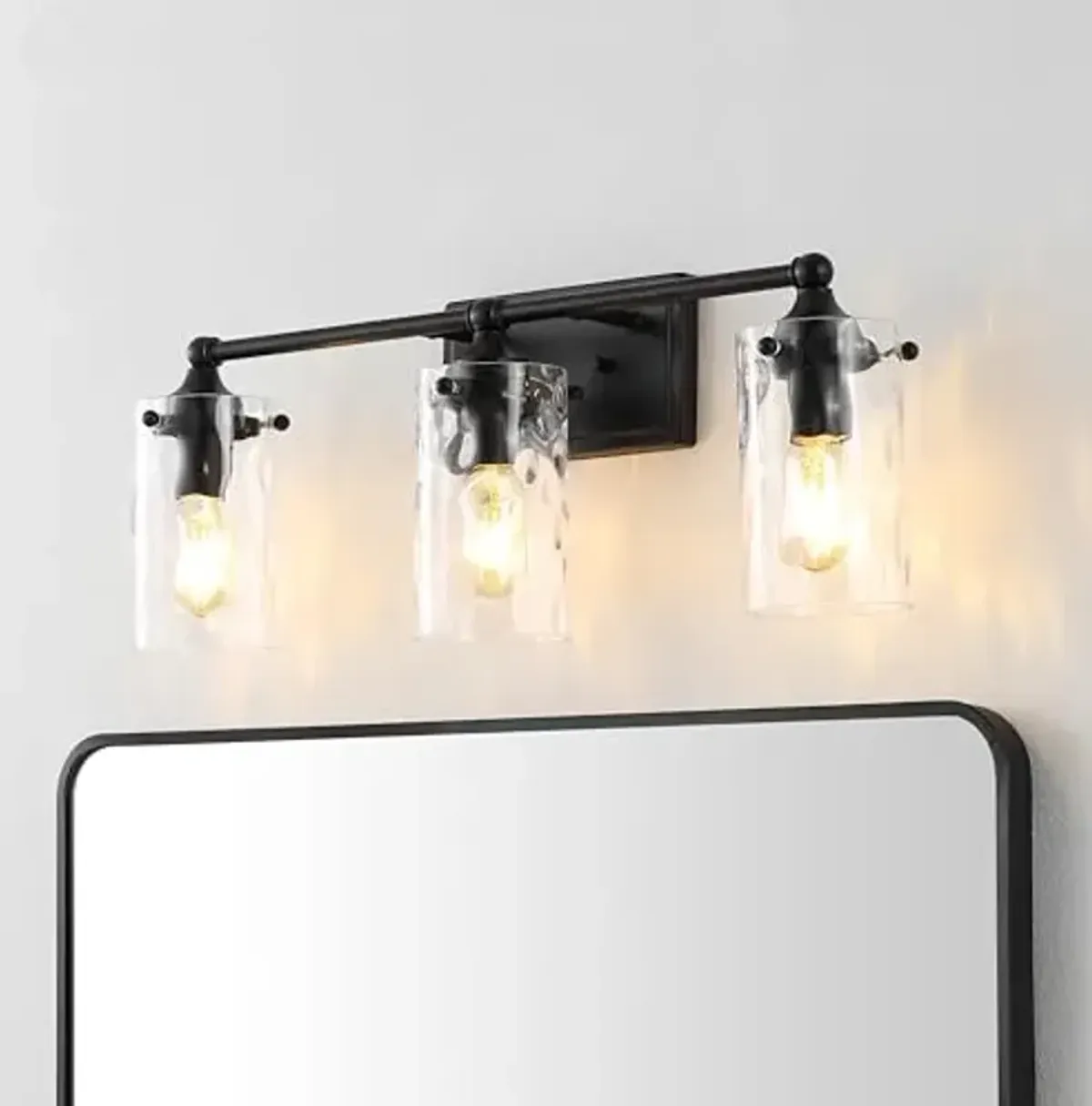 SAFAVIEH Lighting Collection Johari Black 3-Light Wall Sconce Light Fixture, Ideal for Bathroom, Entryway, Vanity Over Mirror, Foyer, Hallway, Living Room (LED Bulbs Included)