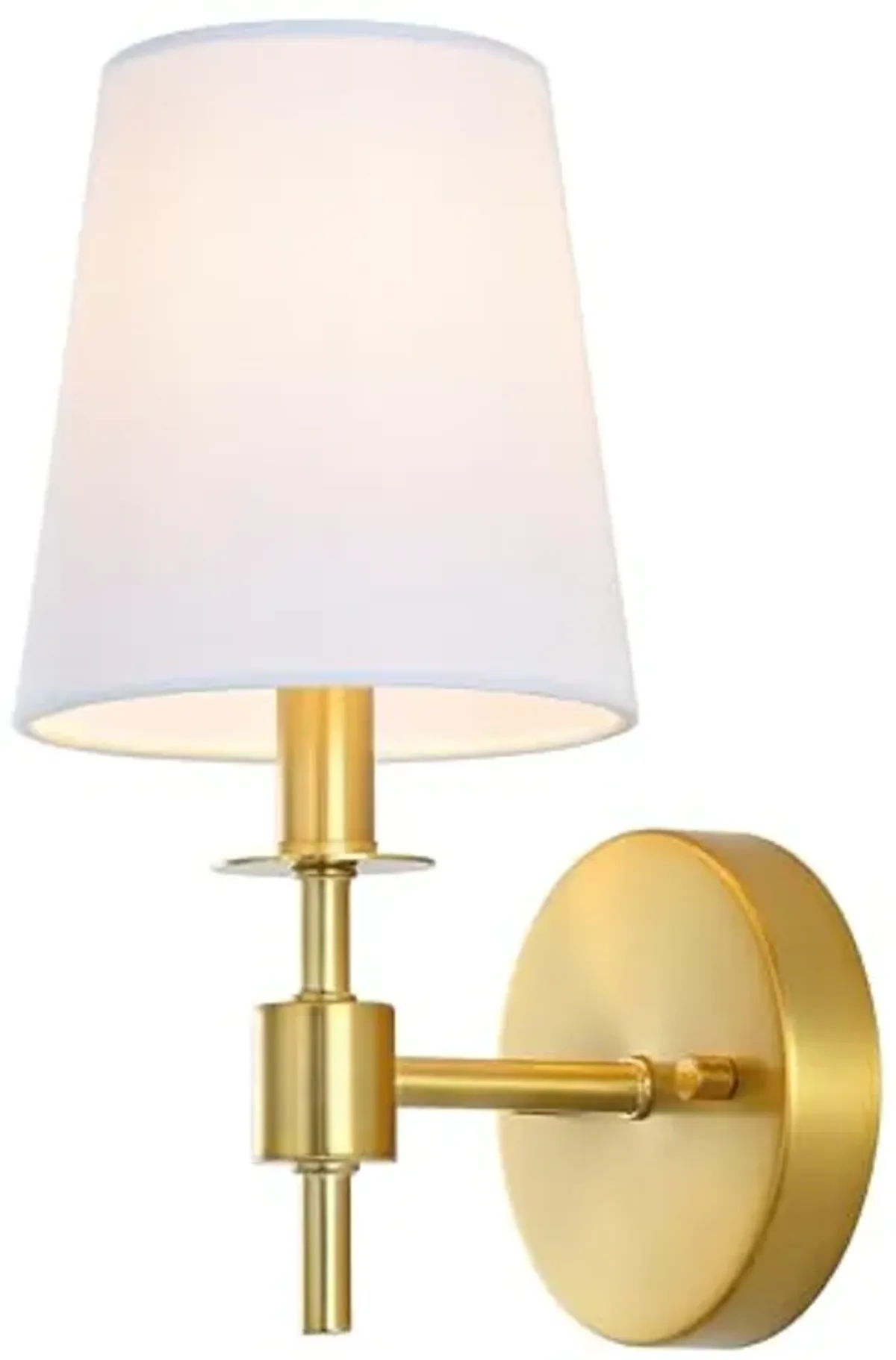 SAFAVIEH Lighting Collection Dalany Brass Wall Sconce Set of 2 Light Fixture, with White Shade Ideal for Bathroom, Entryway, Vanity, Foyer, Hallway, Living Room (LED Bulbs Included)