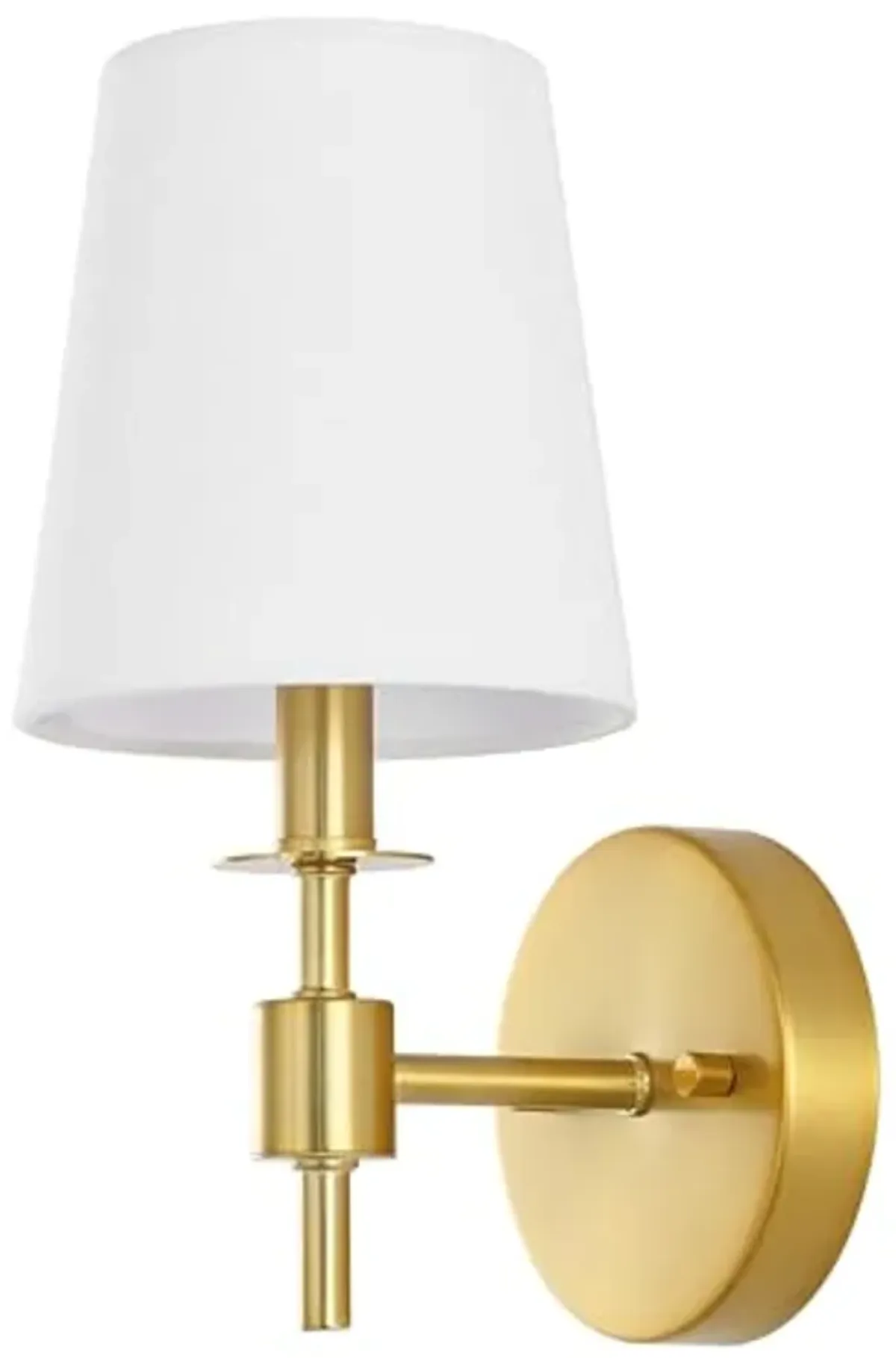 SAFAVIEH Lighting Collection Dalany Brass Wall Sconce Set of 2 Light Fixture, with White Shade Ideal for Bathroom, Entryway, Vanity, Foyer, Hallway, Living Room (LED Bulbs Included)